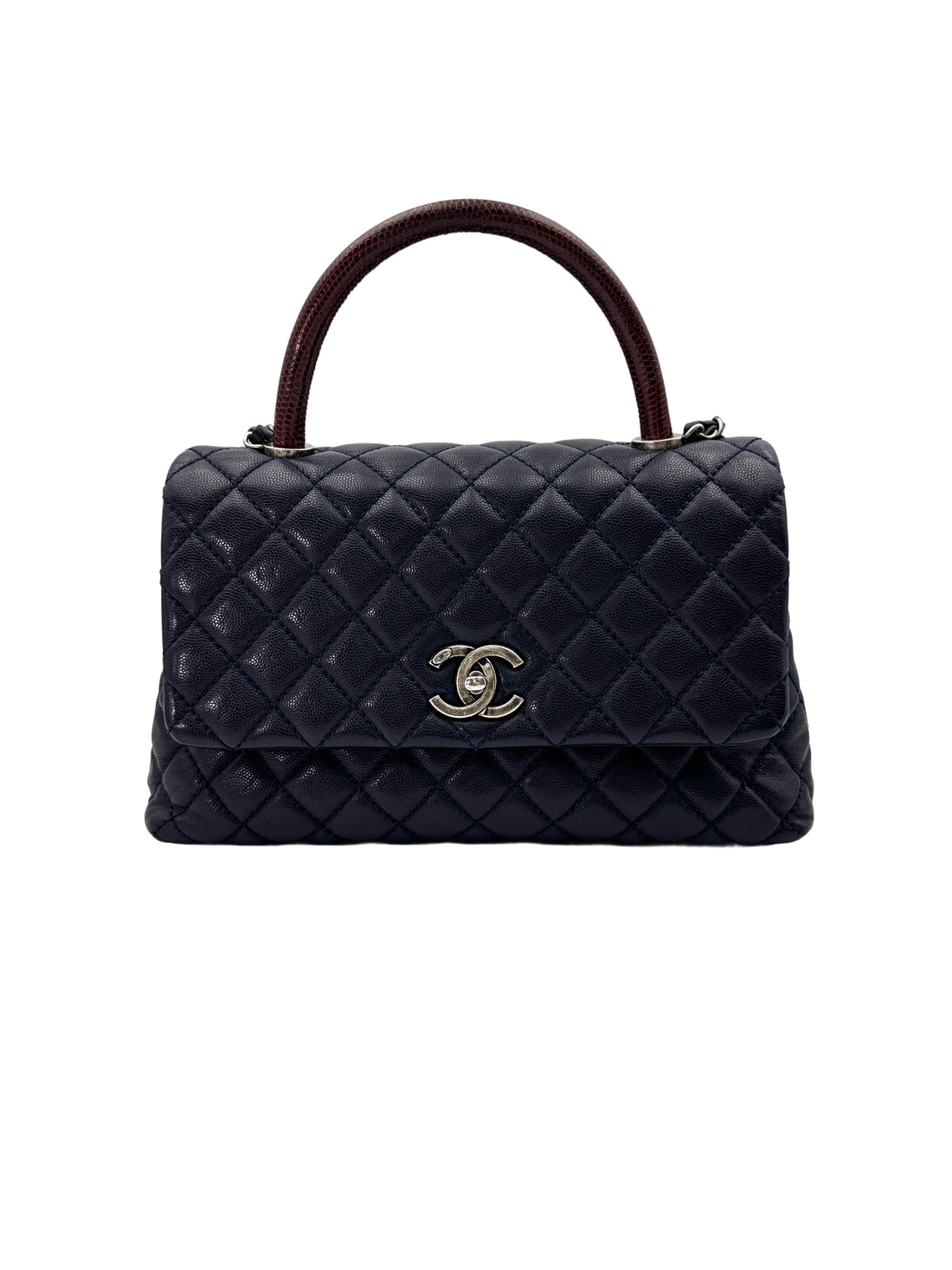 Chanel CoCo Handle Black Quilted Leather Handle Bag With Silver Buckle(21***08) CC1906