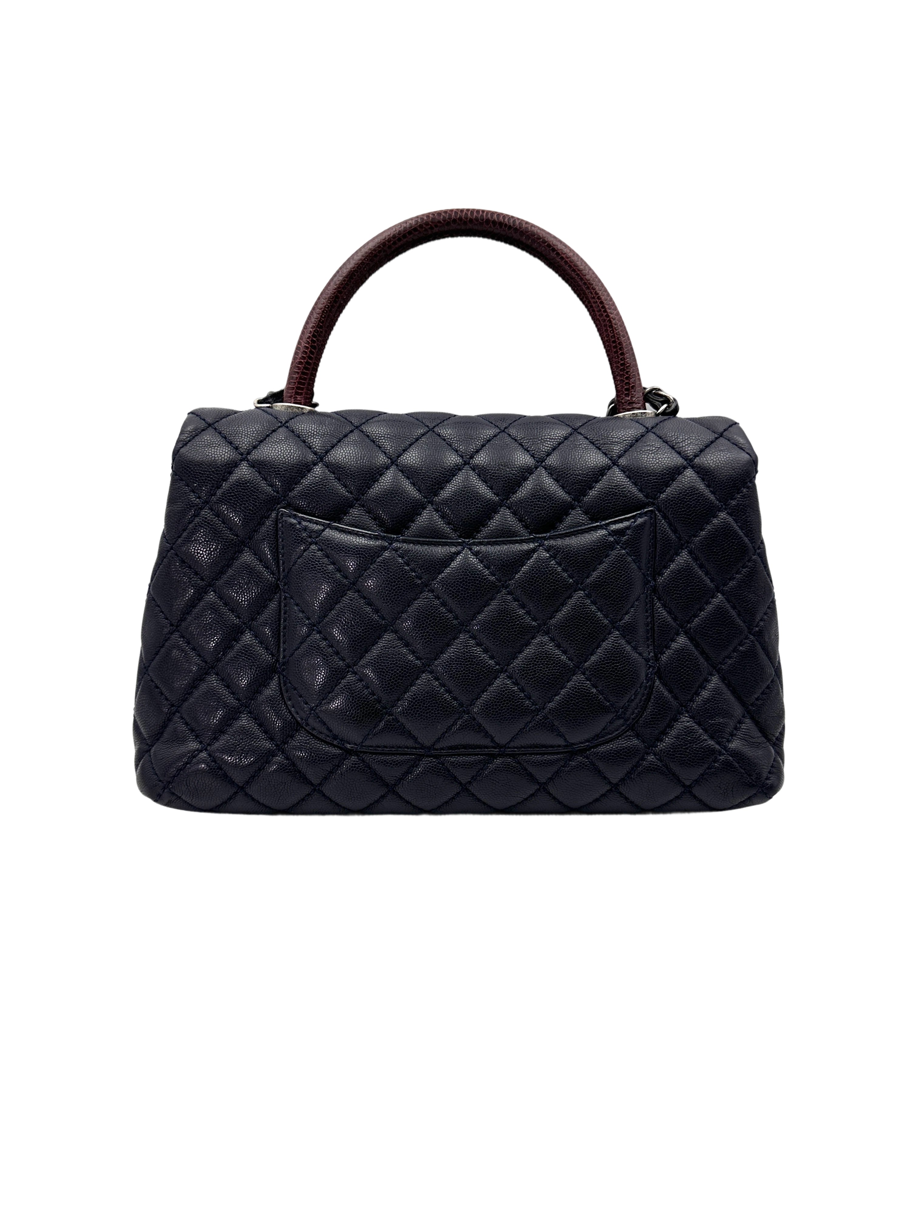 Chanel CoCo Handle Black Quilted Leather Handle Bag With Silver Buckle(21***08) CC1906