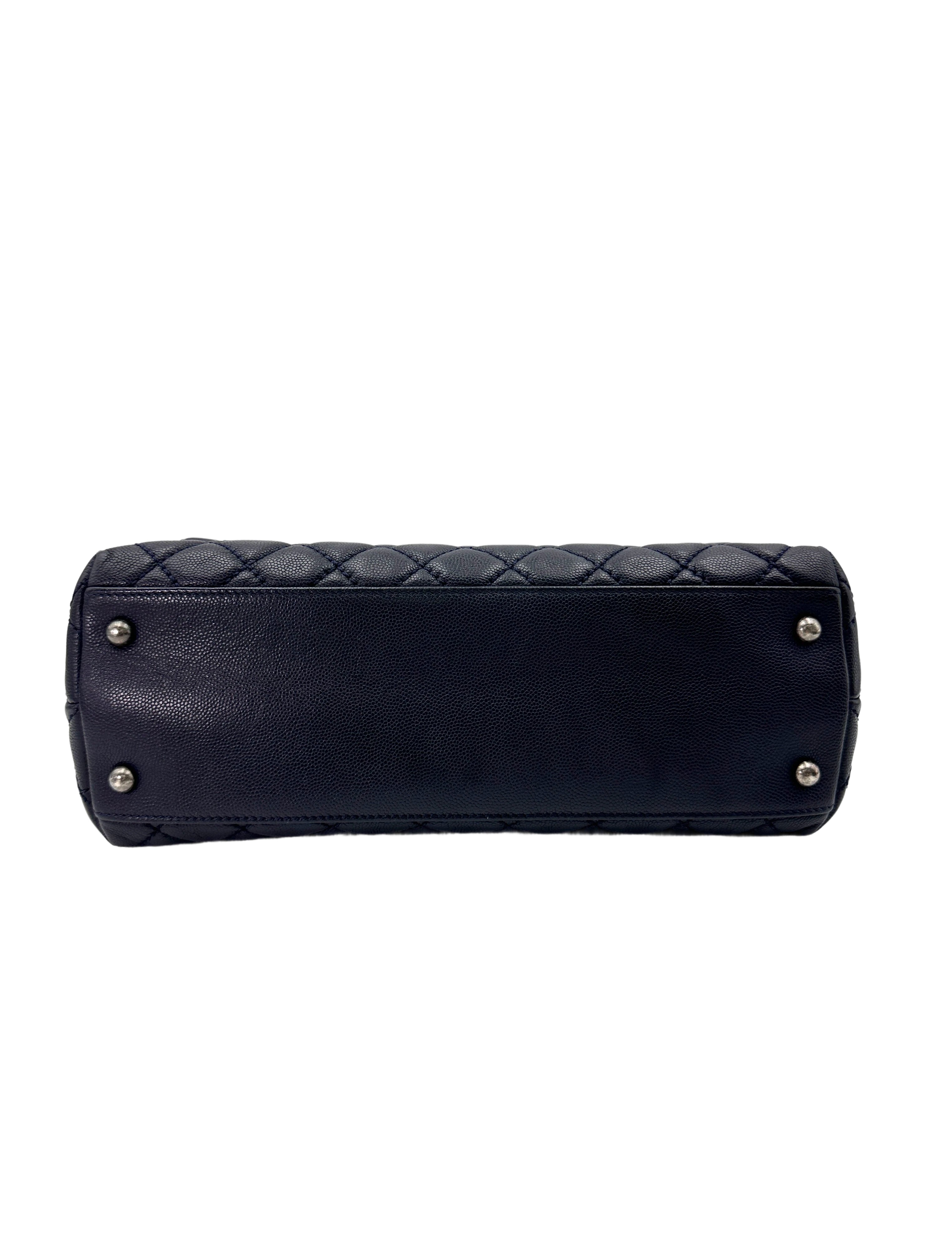 Chanel CoCo Handle Black Quilted Leather Handle Bag With Silver Buckle(21***08) CC1906