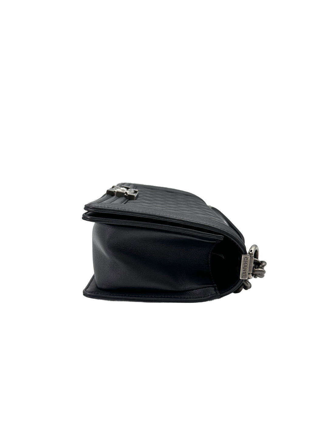 Chanel LeBoy Black Quilted Lambskin Medium Size Flap Bag With Silver Buckle(20***45) CC1904