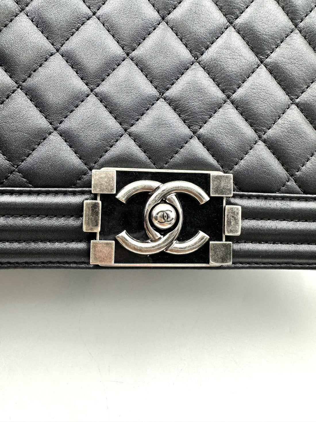 Chanel LeBoy Black Quilted Lambskin Medium Size Flap Bag With Silver Buckle(20***45) CC1904