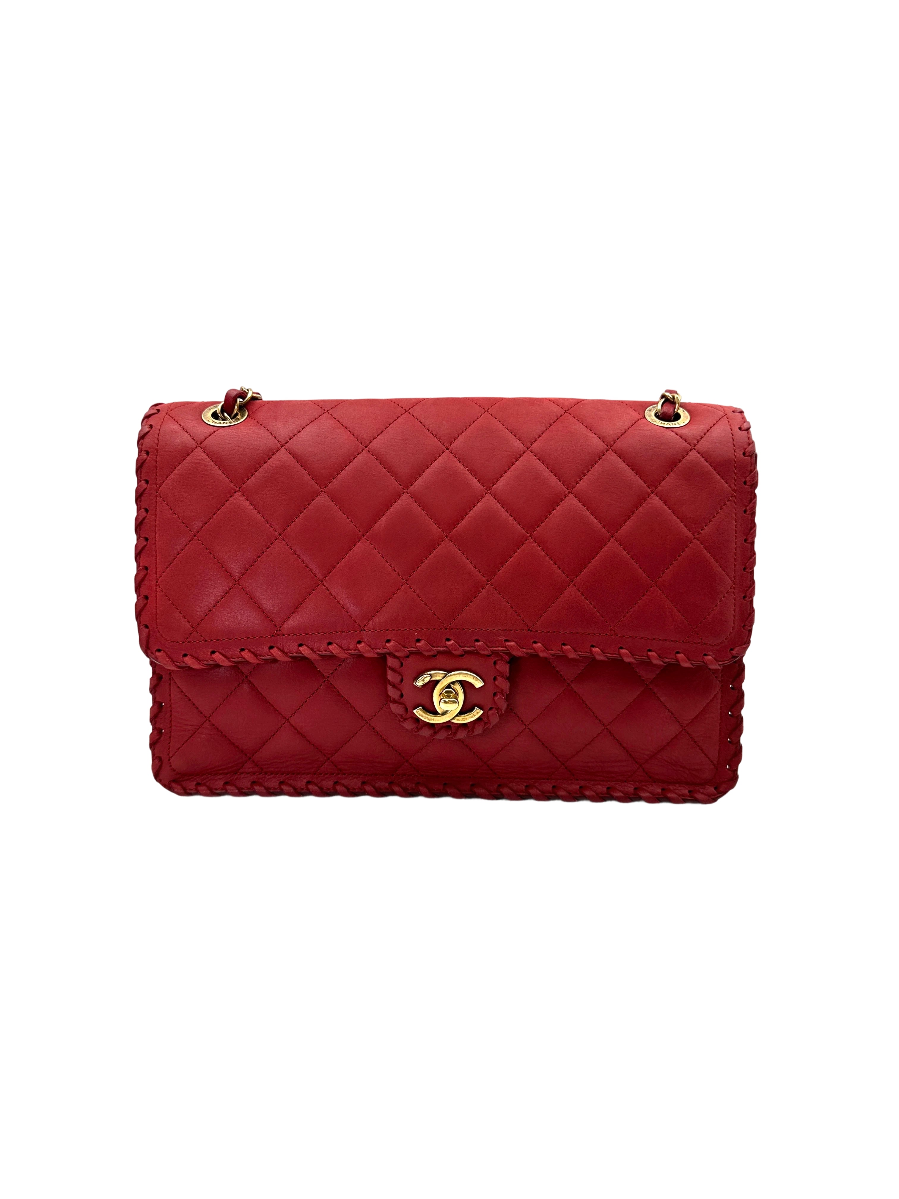 Chanel Classic Flap Red Quilted Leather Shoulder Bag With Gold Buckle(21***53) CC1905