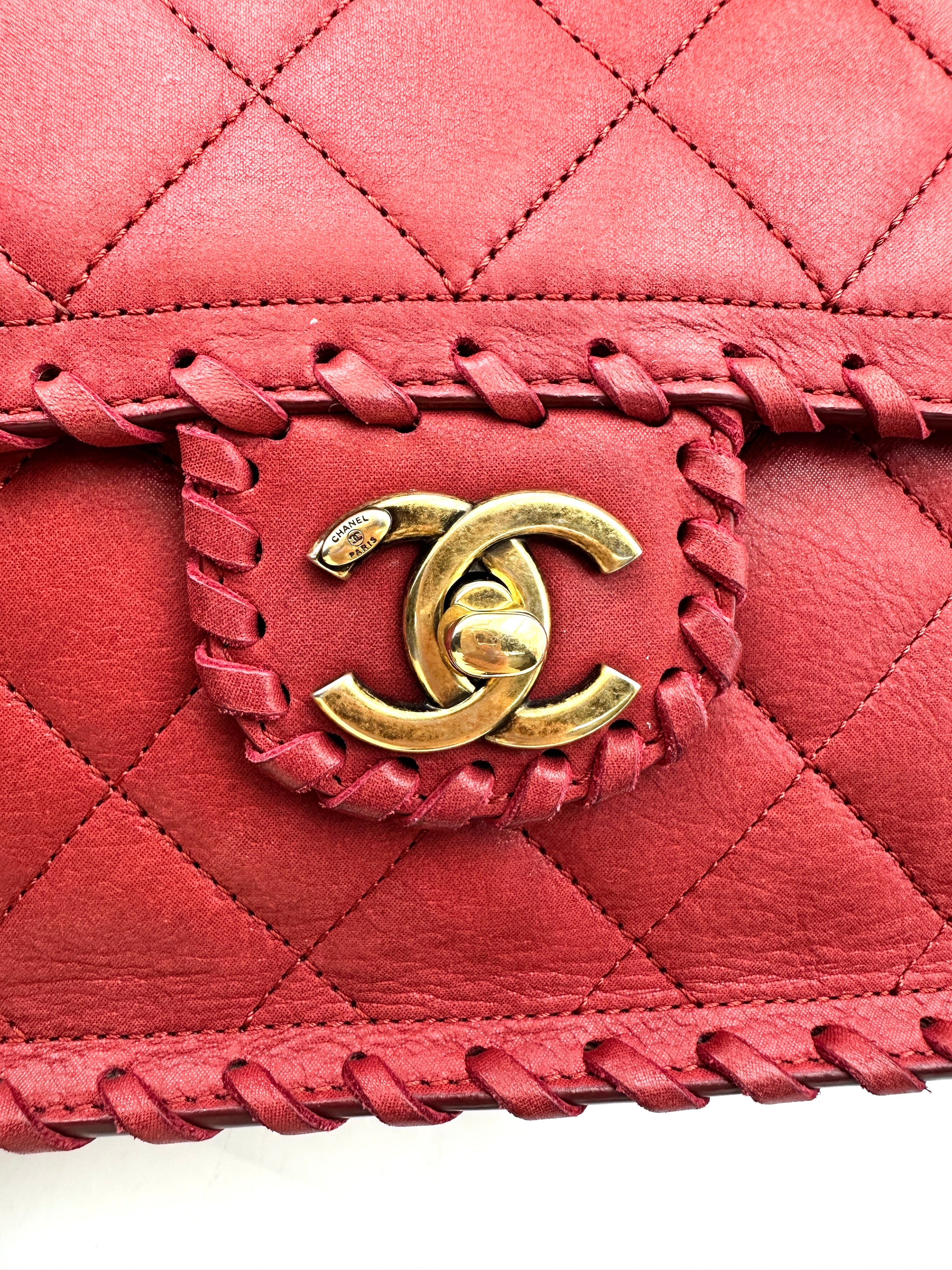 Chanel Classic Flap Red Quilted Leather Shoulder Bag With Gold Buckle(21***53) CC1905