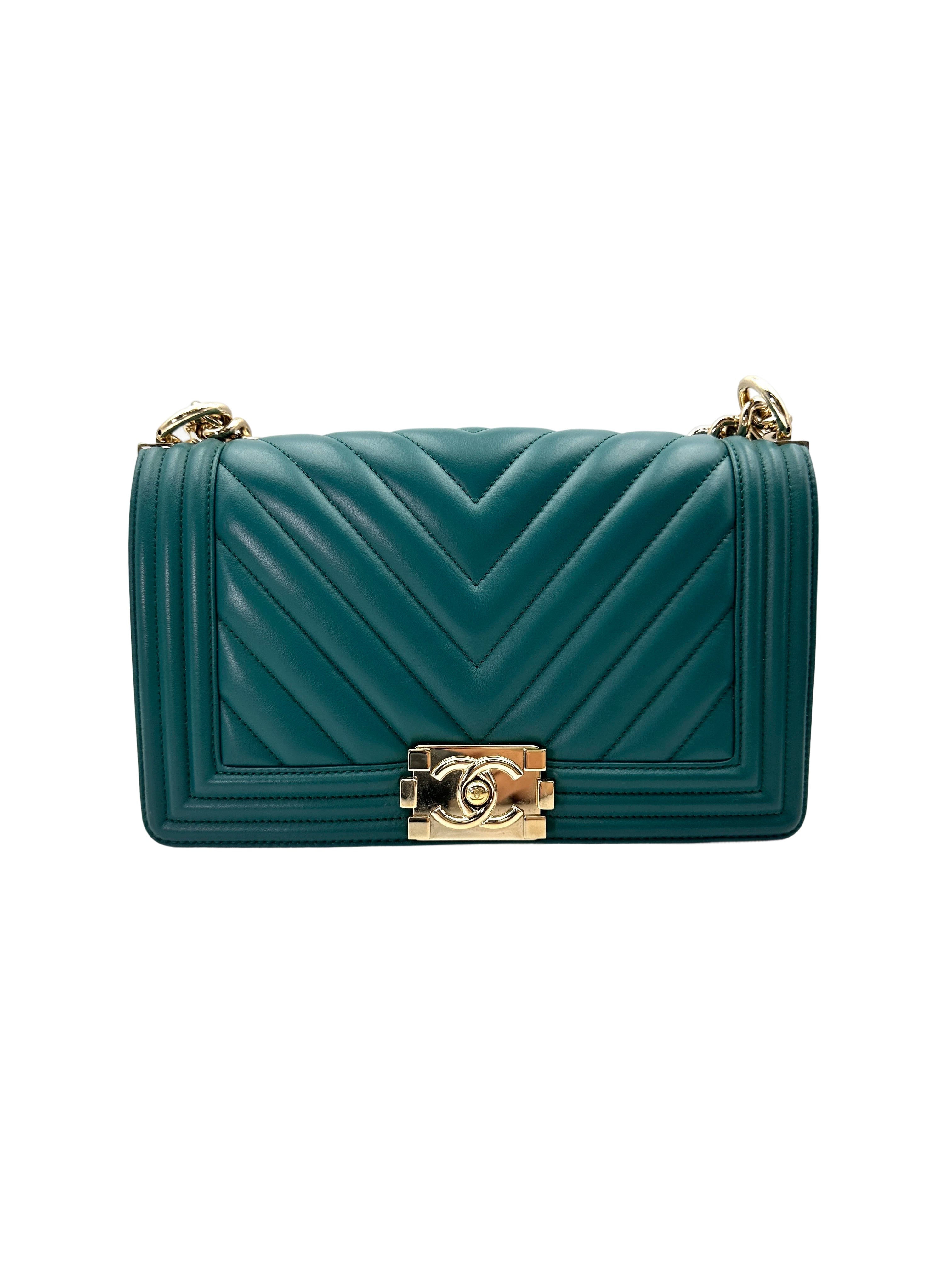 Chanel LeBoy Blue Chevron Quilted Leather Medium Size Flap Bag With Gold Buckle(27***16) IRIS217