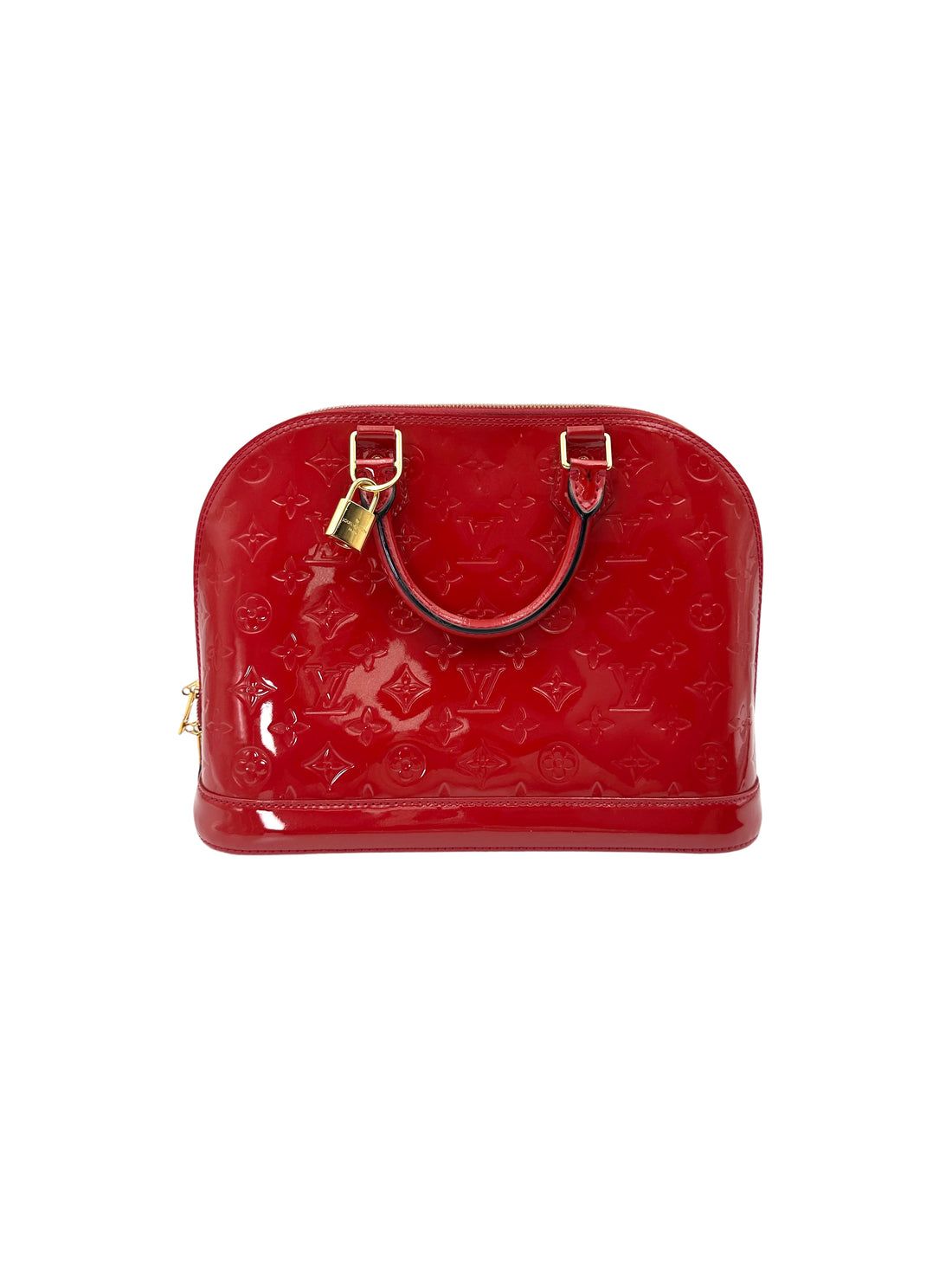 Louis Vuitton Alma Red Monogram Vernis Leather Handle Bag LV2655