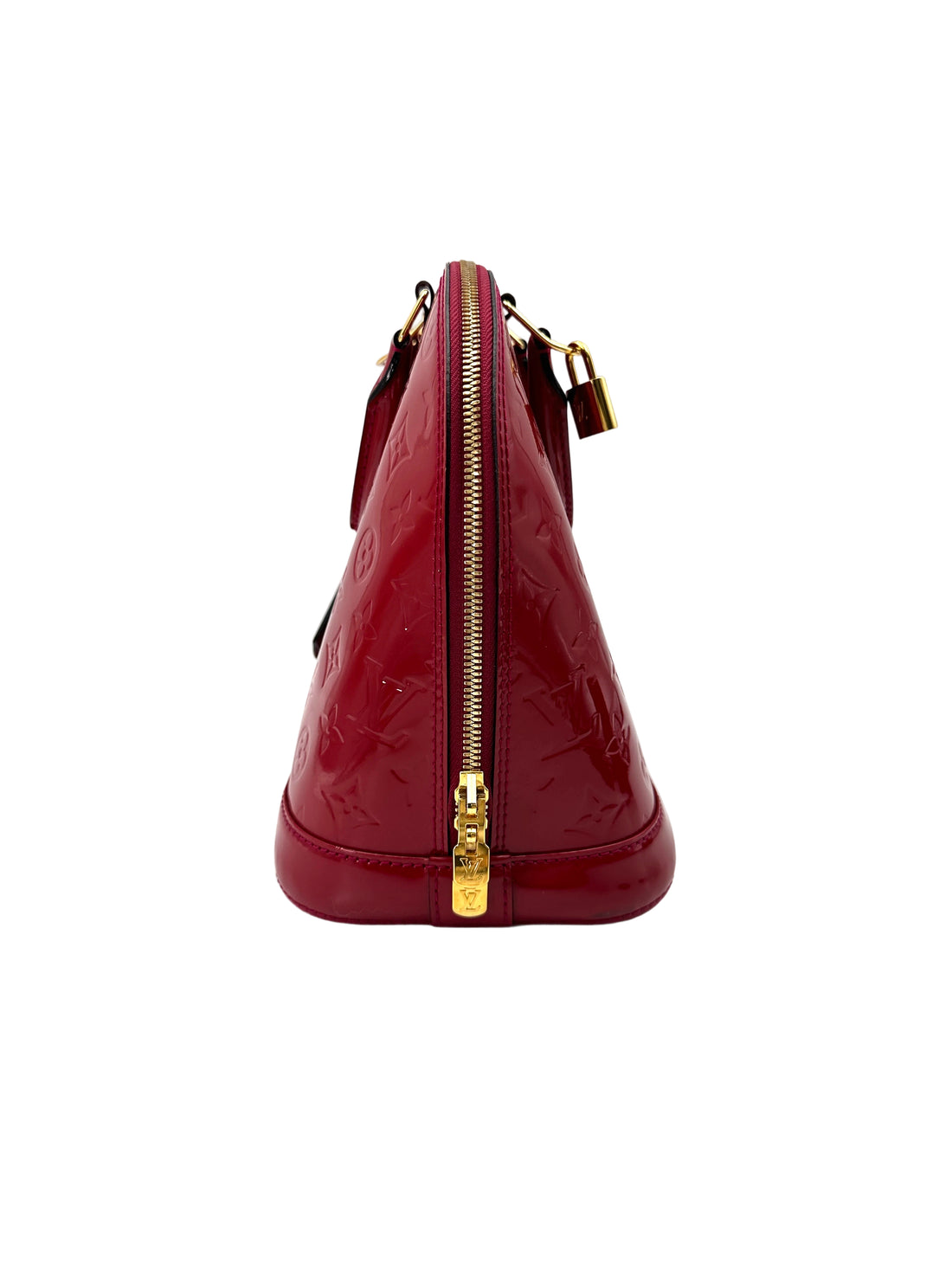 Louis Vuitton Alma Red Monogram Vernis Leather Handle Bag LV2655