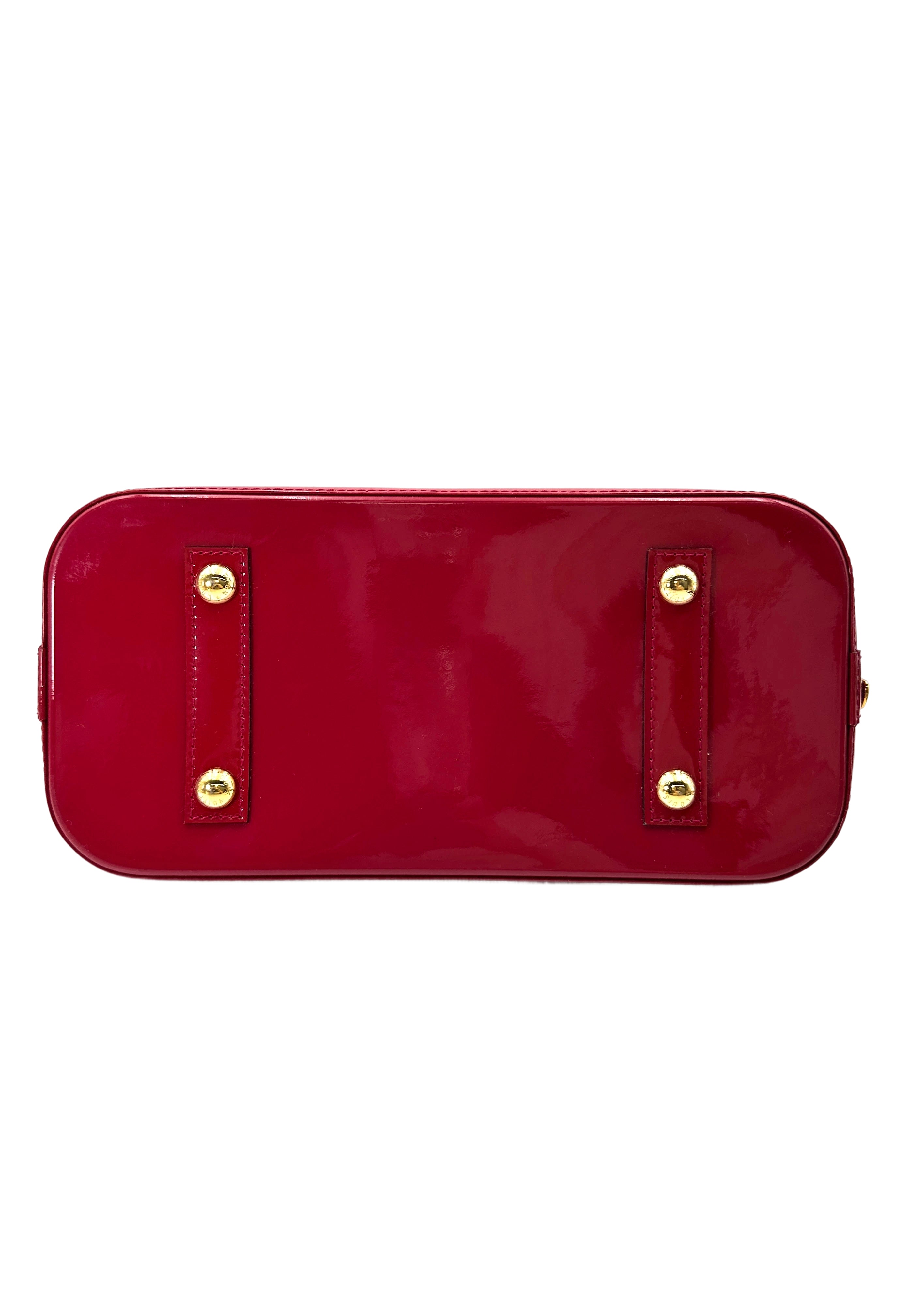 Louis Vuitton Alma Red Monogram Vernis Leather Handle Bag LV2655