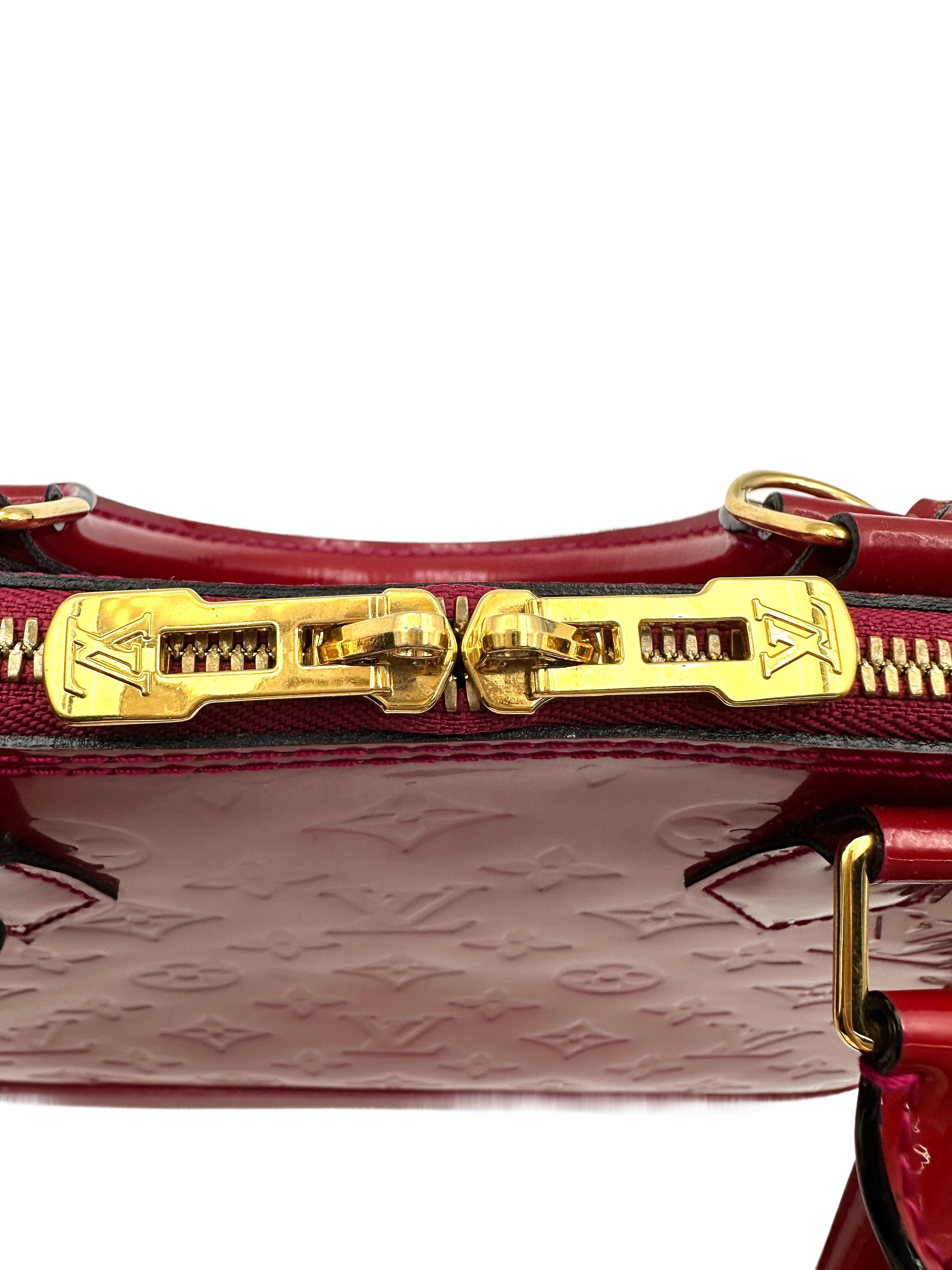 Louis Vuitton Alma Red Monogram Vernis Leather Handle Bag LV2655