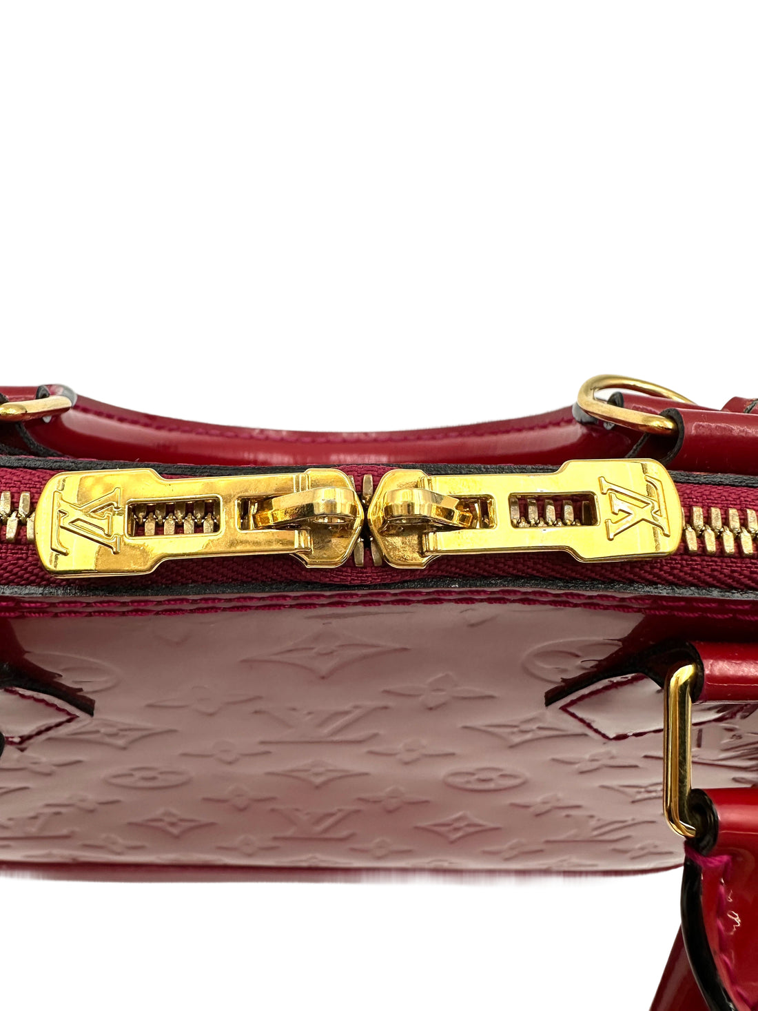 Louis Vuitton Alma Red Monogram Vernis Leather Handle Bag LV2655