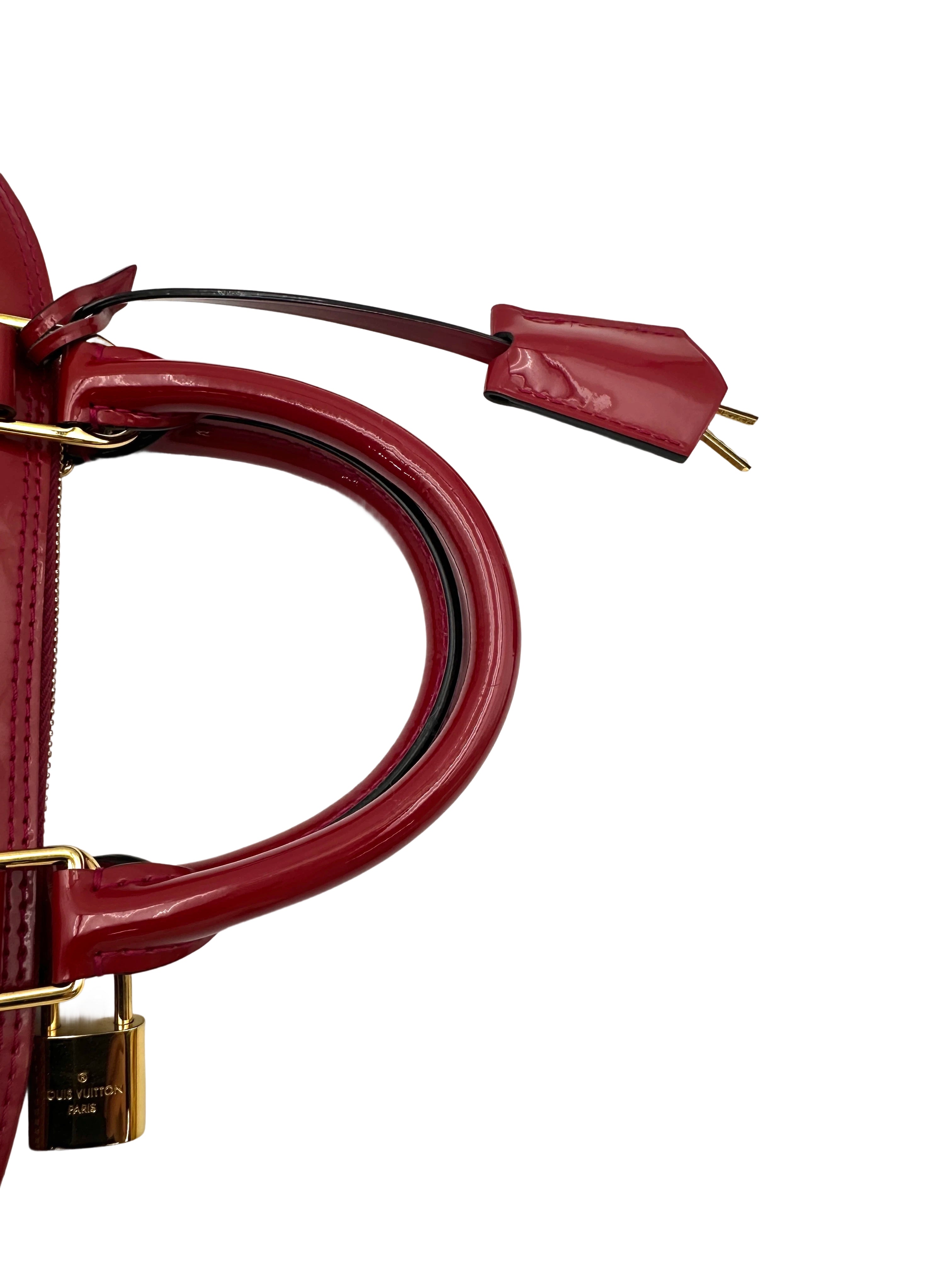 Louis Vuitton Alma Red Monogram Vernis Leather Handle Bag LV2655