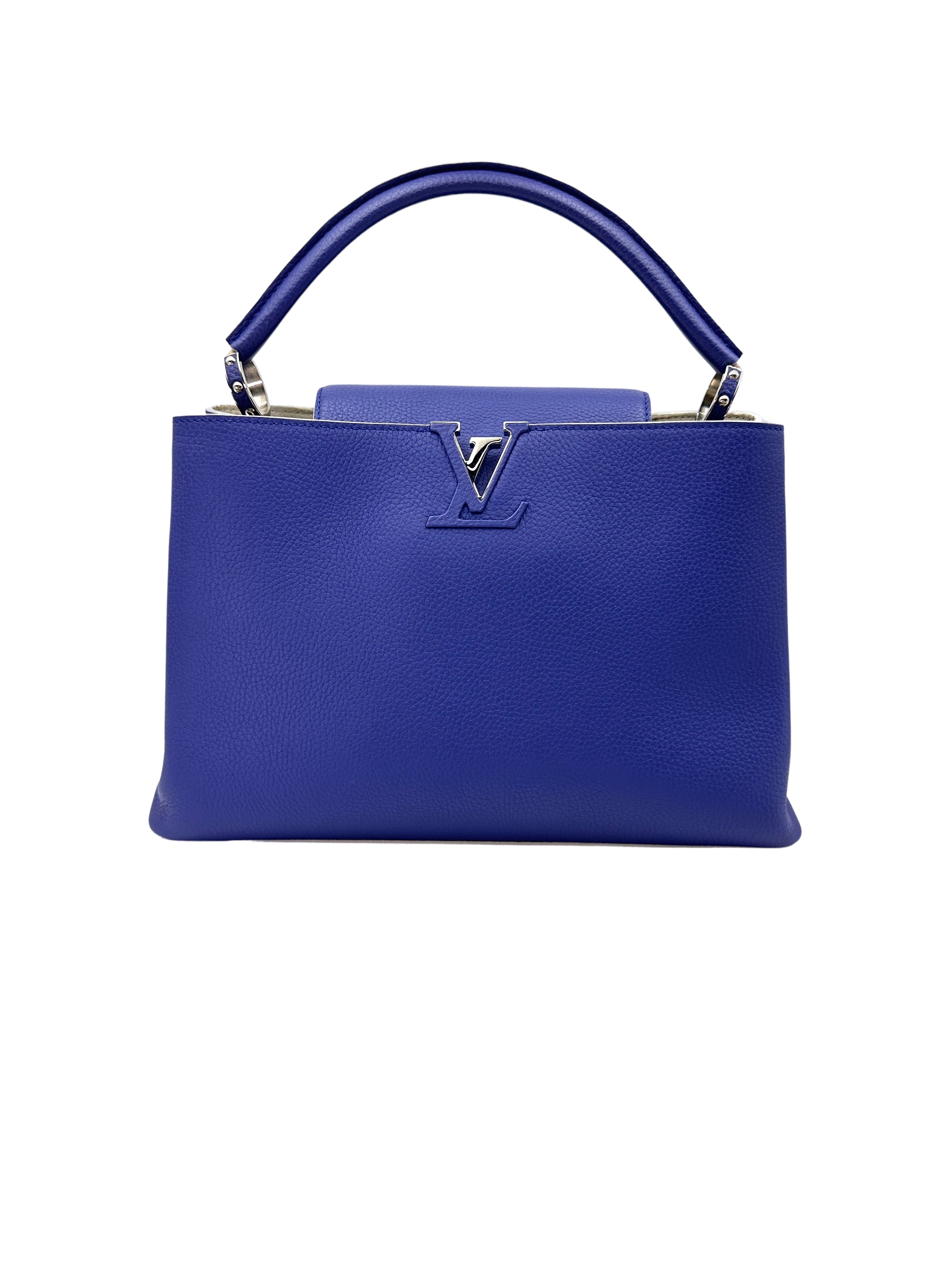 Louis Vuitton Capucines Blue Leather Handle Bag LV2656