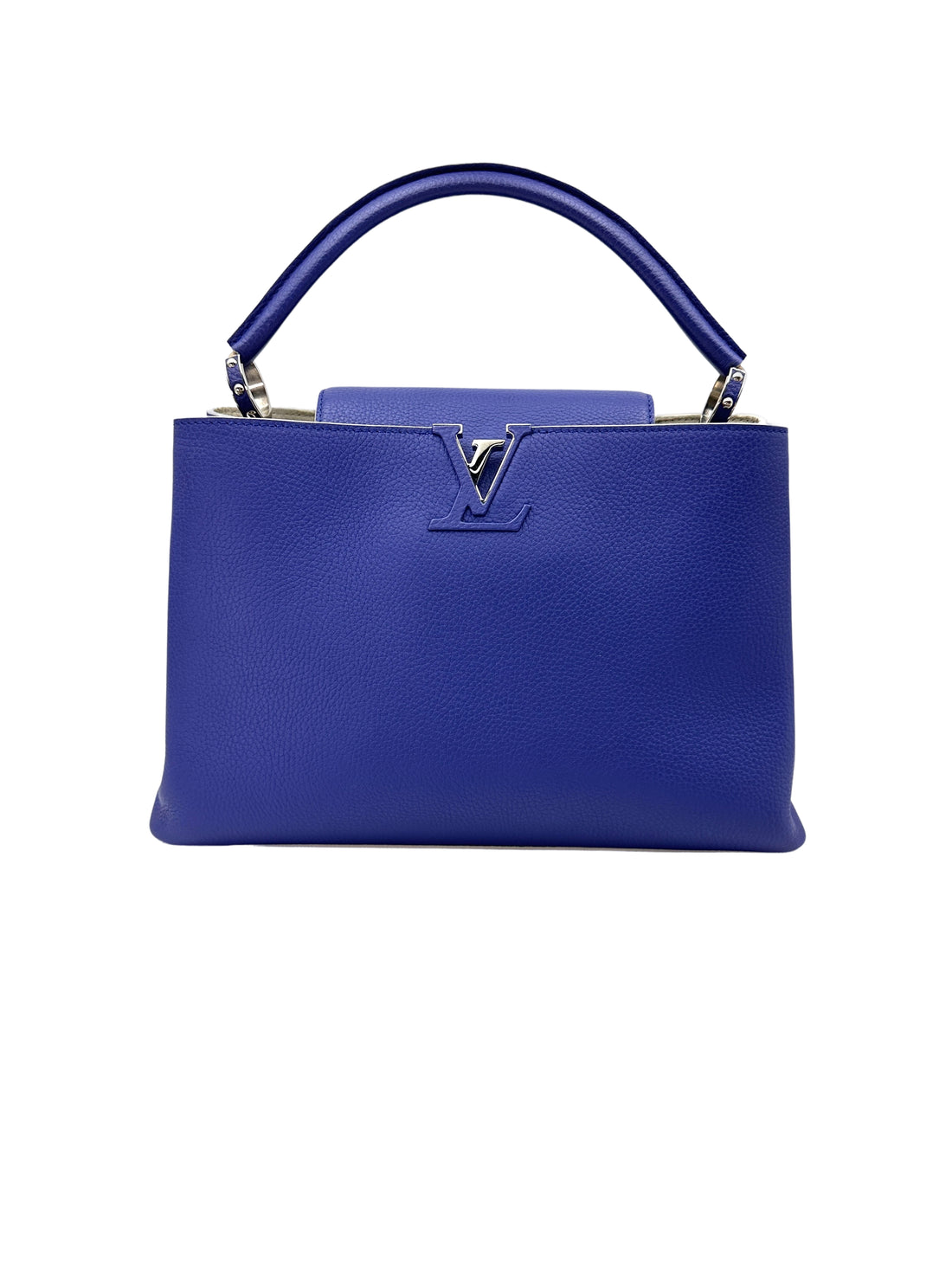 Louis Vuitton Capucines Blue Leather Handle Bag LV2656