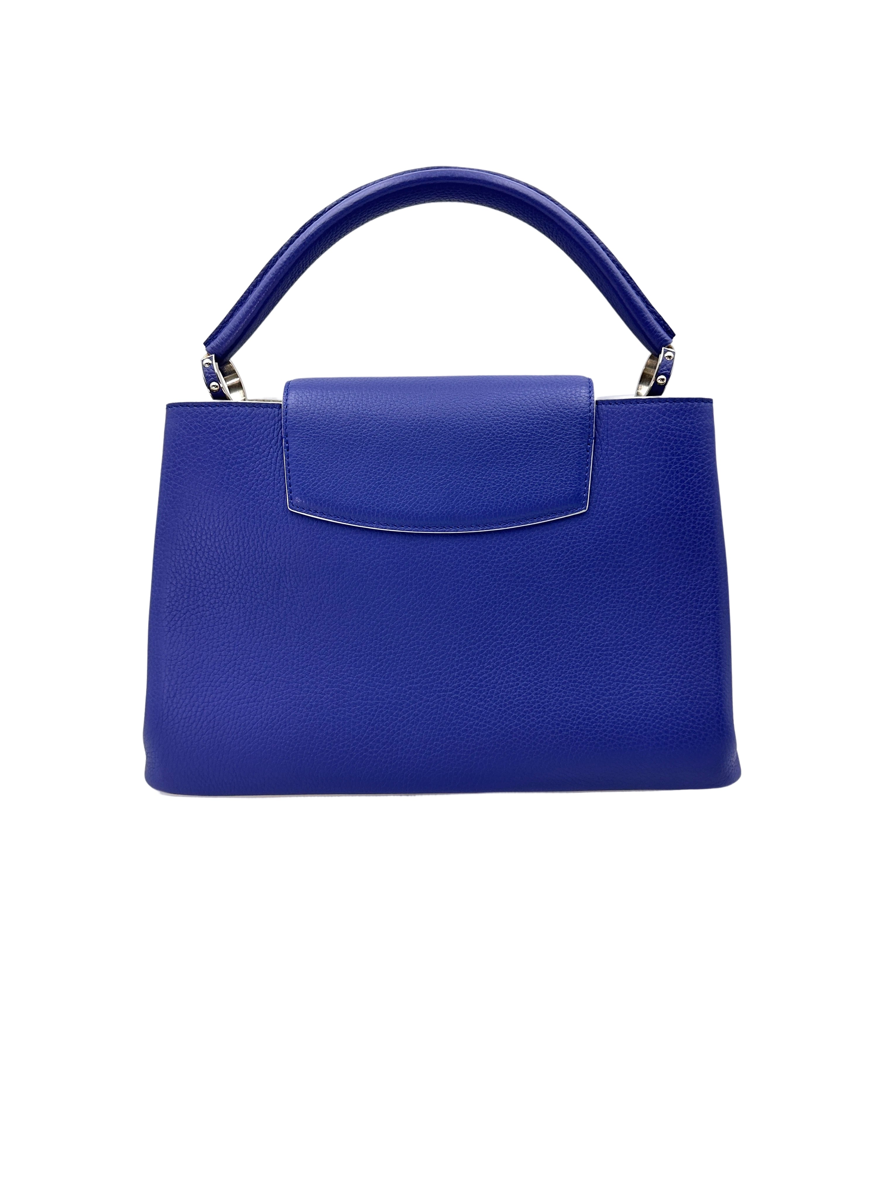 Louis Vuitton Capucines Blue Leather Handle Bag LV2656