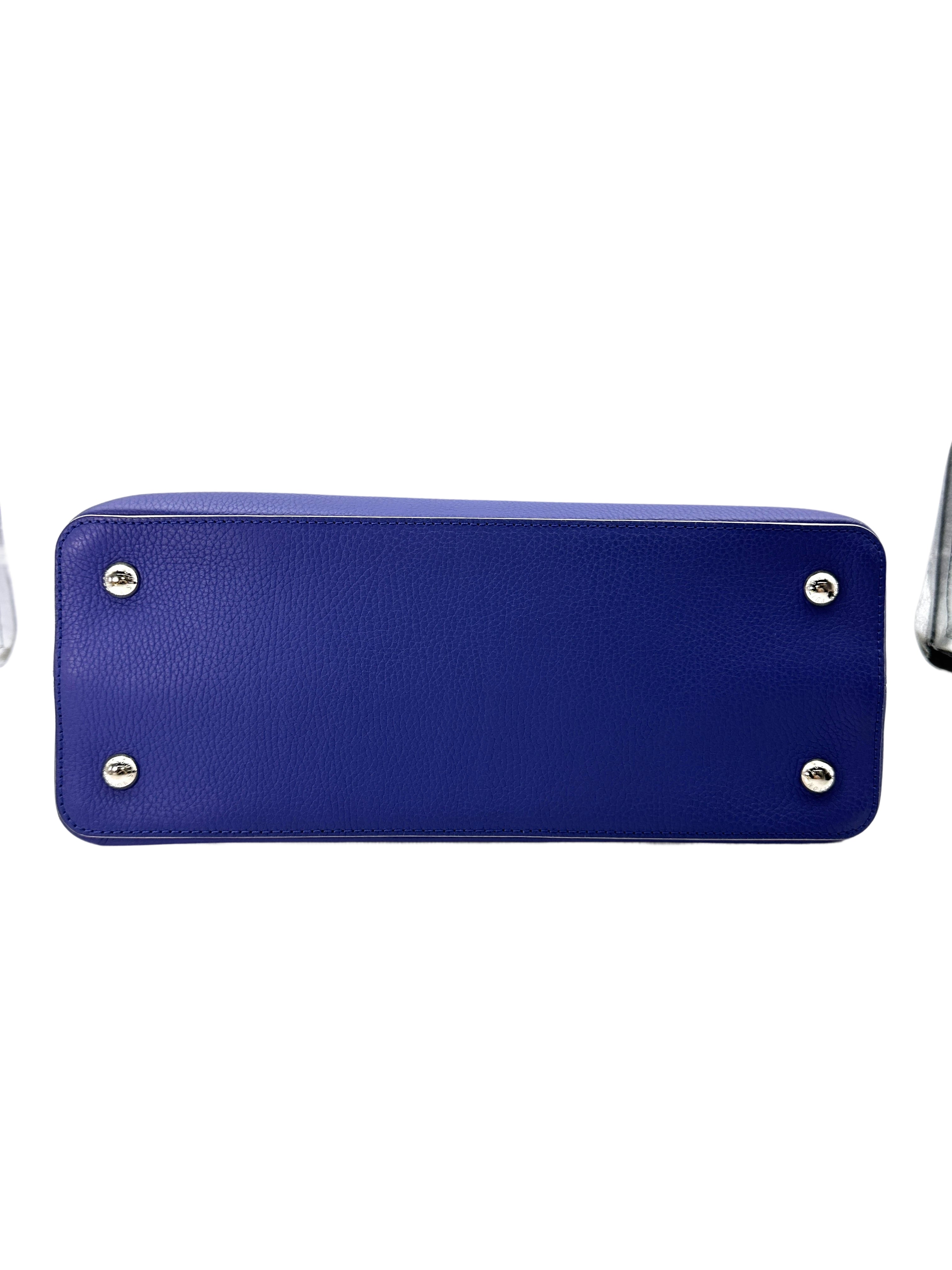 Louis Vuitton Capucines Blue Leather Handle Bag LV2656