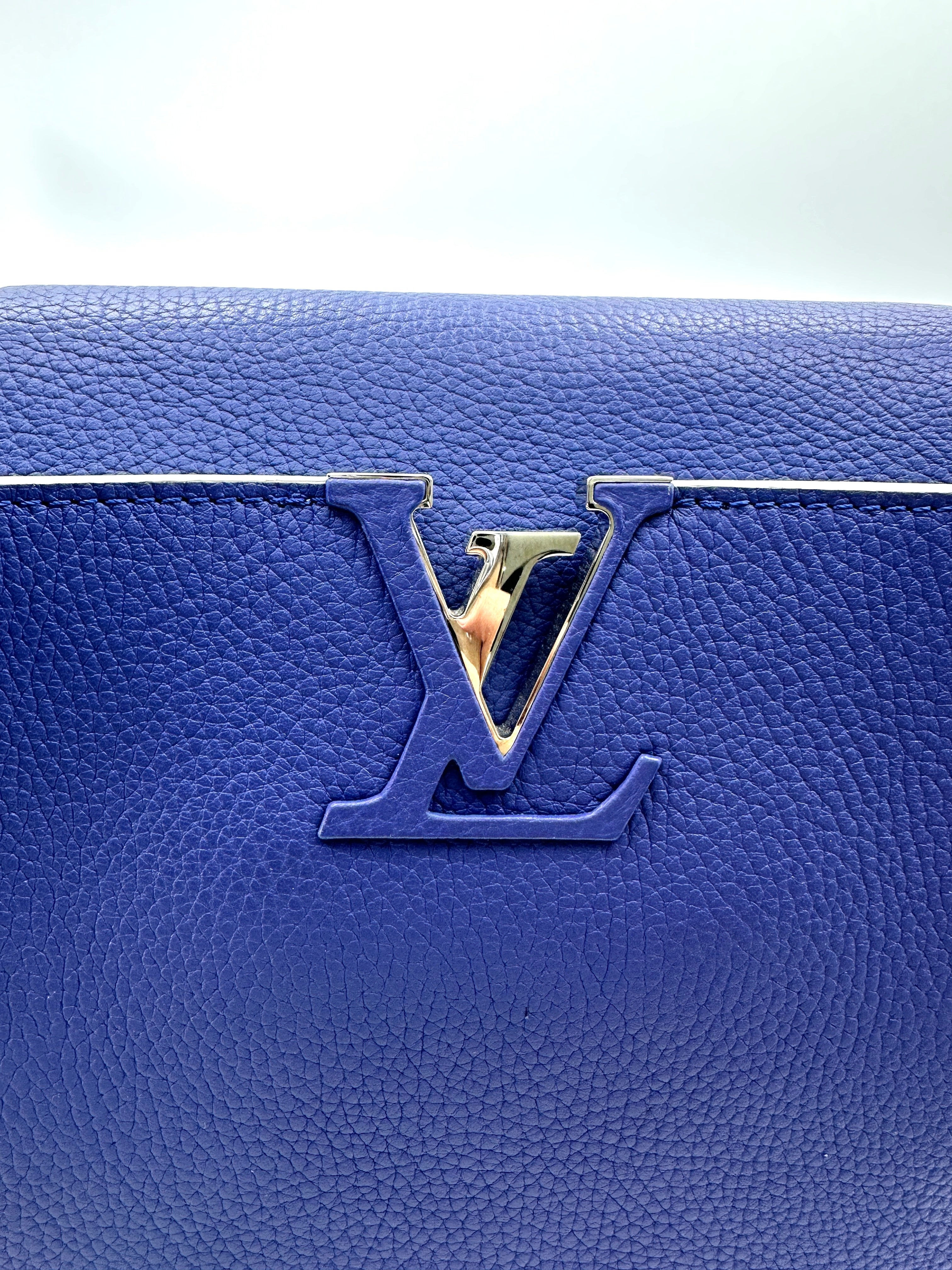 Louis Vuitton Capucines Blue Leather Handle Bag LV2656