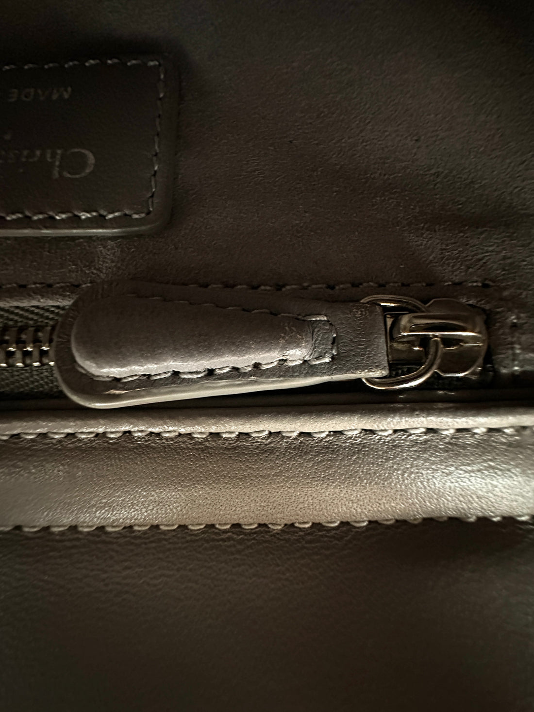 Christian Dior Lady Dior Grey Cannage Lambskin Handle Bag With Silver Buckle DR721