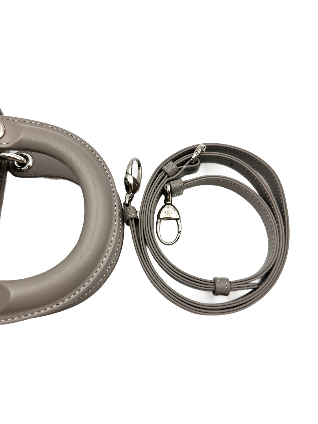 Christian Dior Lady Dior Grey Cannage Lambskin Handle Bag With Silver Buckle DR721