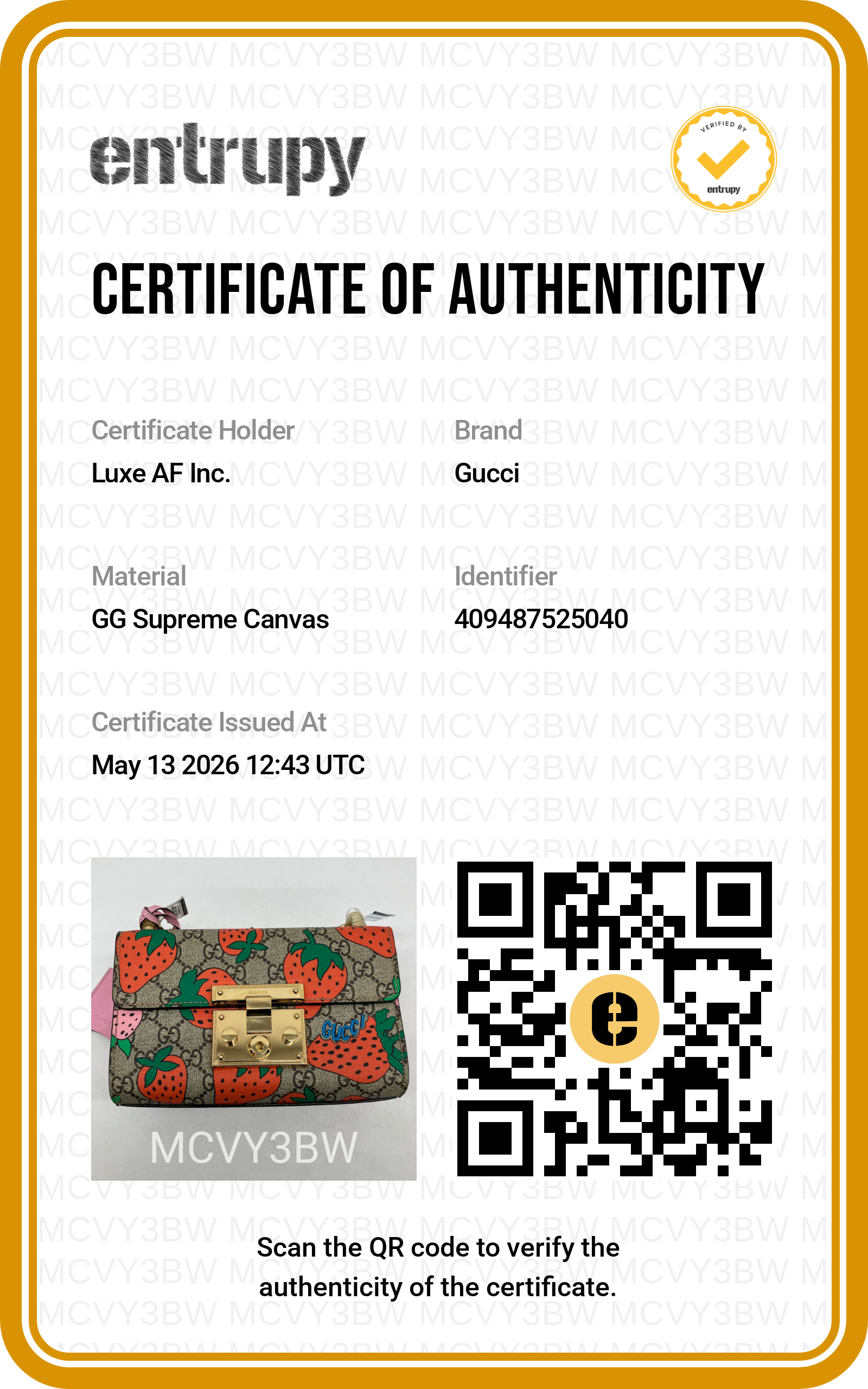 Gucci Padlock GG Supreme Monogram Strawberry Shoulder Bag GG934