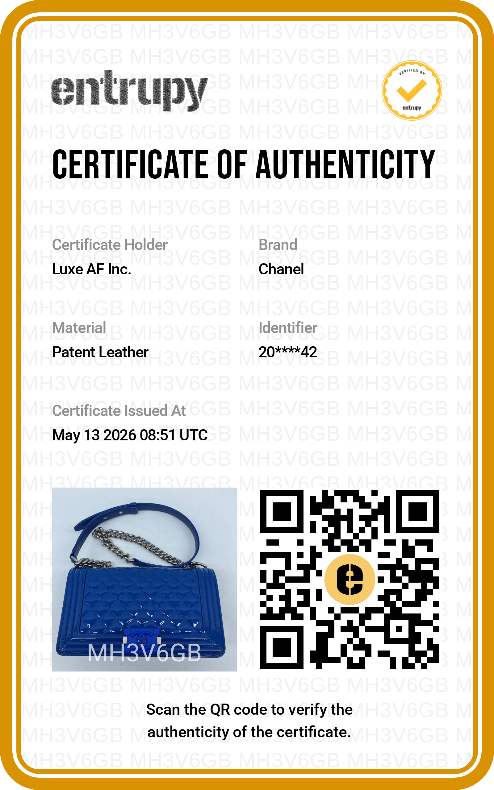 Chanel LeBoy Blue Quilted Patent Leather Medium Size Flap Bag With Tonal Buckle(20***42) CC1976