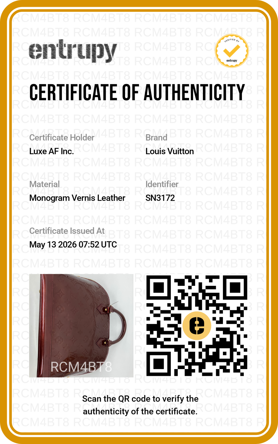 Louis Vuitton Alma Drak Red Monogram Vernis Leather Handle Bag LV2654