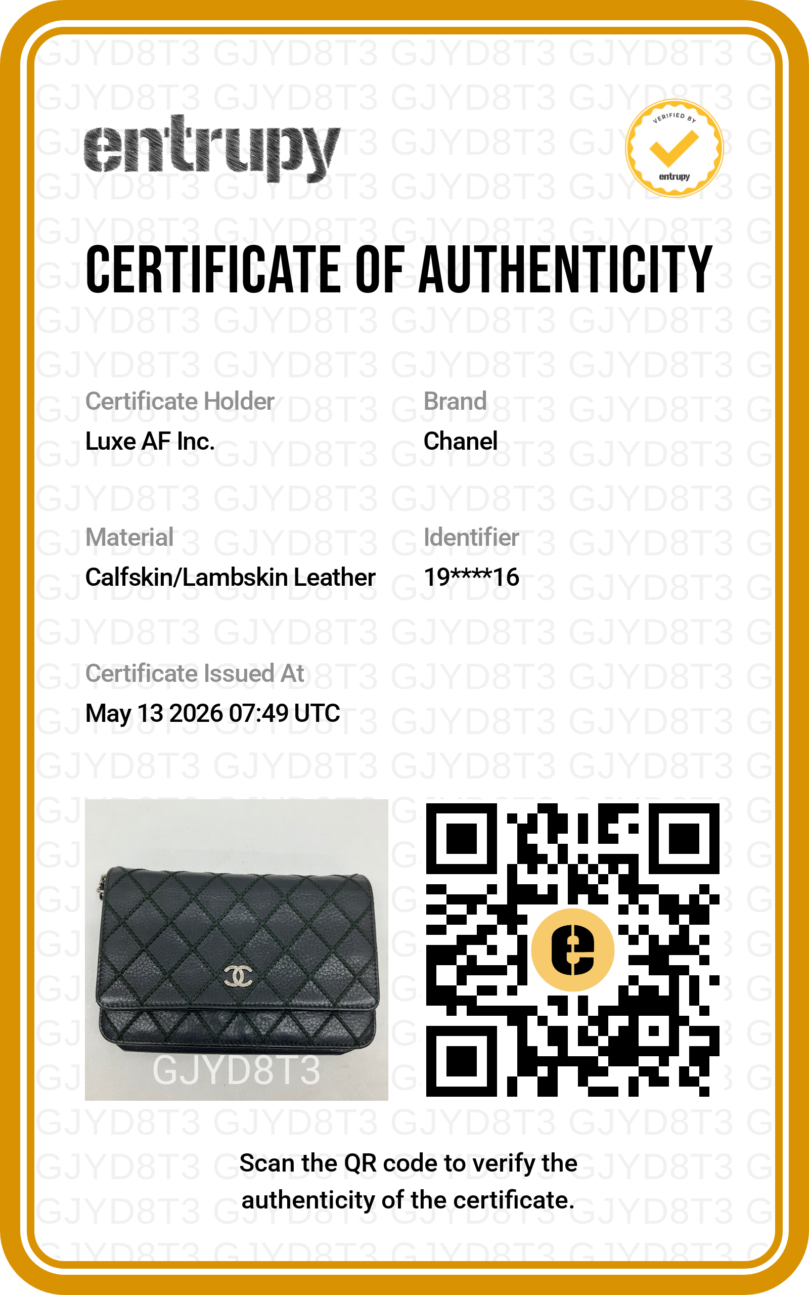 Chanel Black Quilted Leather Wallet On Chain(19***16) CC1907
