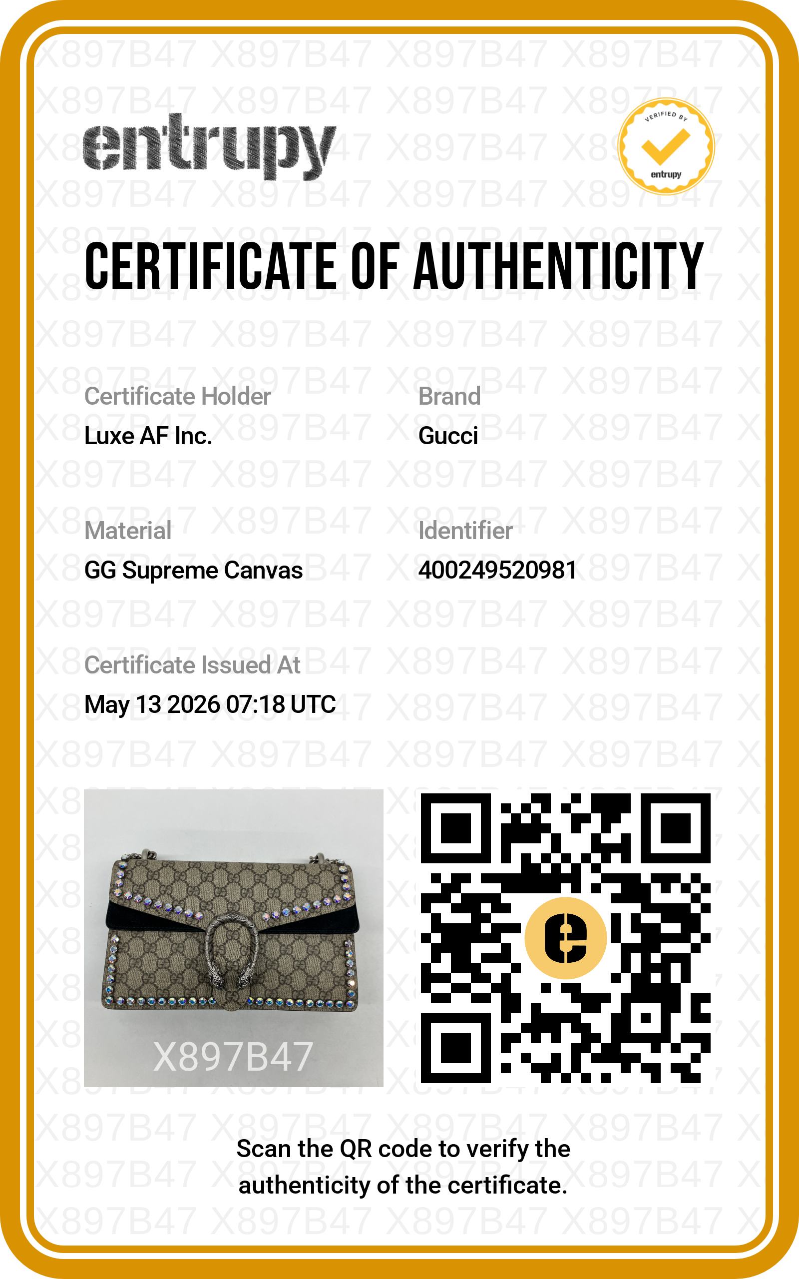 Gucci Dionysus GG Supreme Crystal Canvas Shoulder Bag GG933