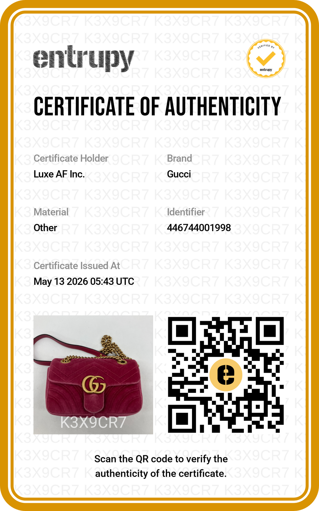 Gucci GG Marmont Pink Velvet Shoulder Bag With Gold Hardware GG932