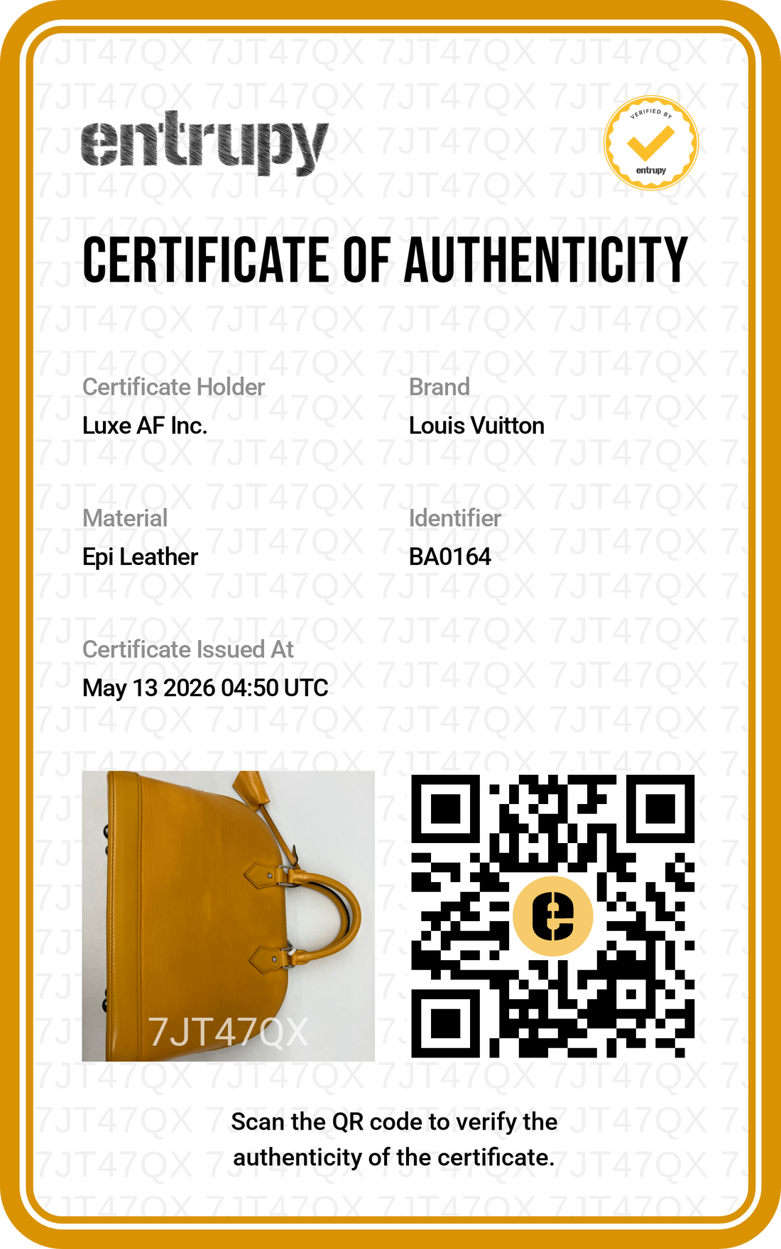 Louis Vuitton Alma Yellow Epi Leather Handle Bag LV2657