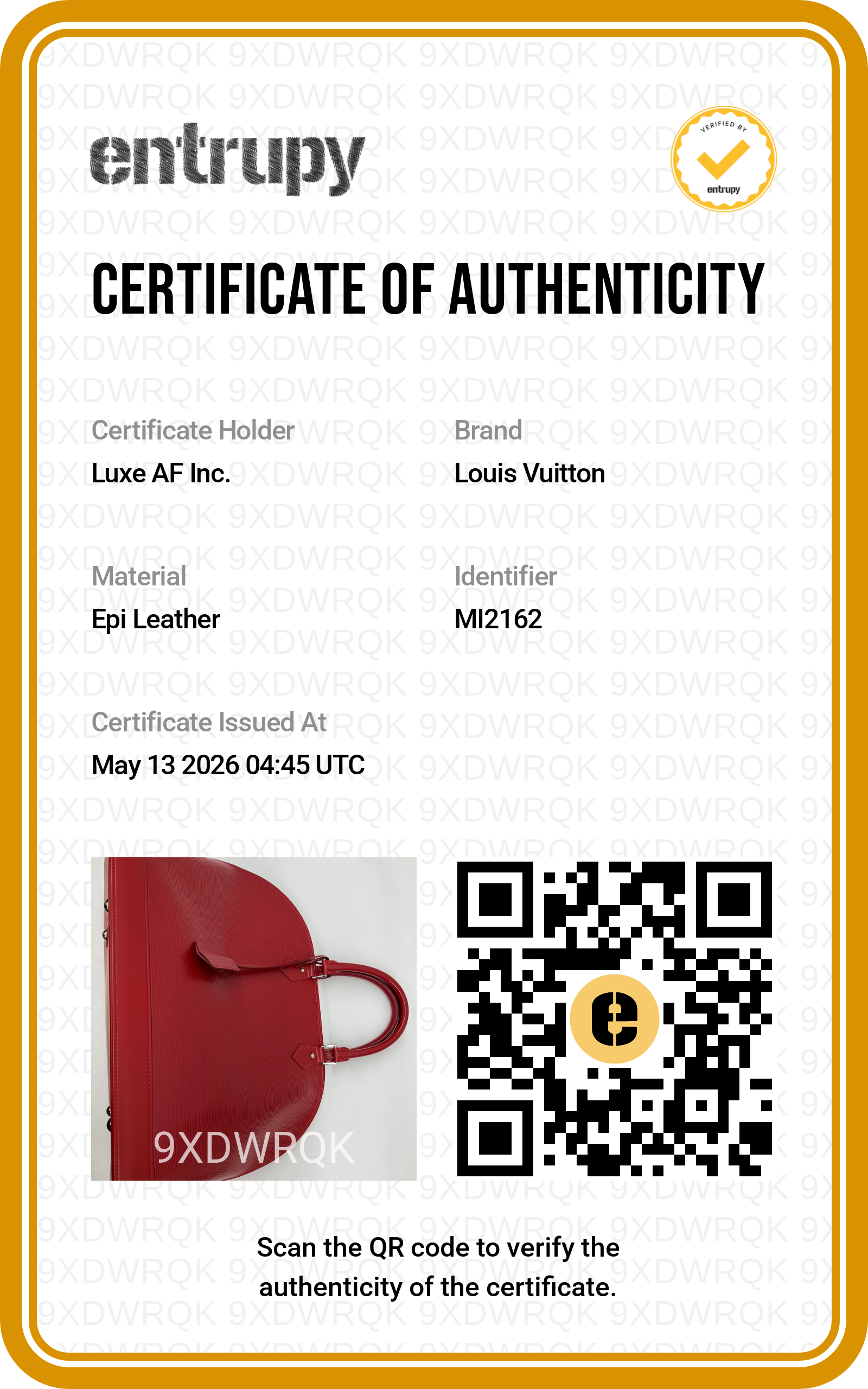 Louis Vuitton Alma Red Epi Leather Handle Bag LV2652