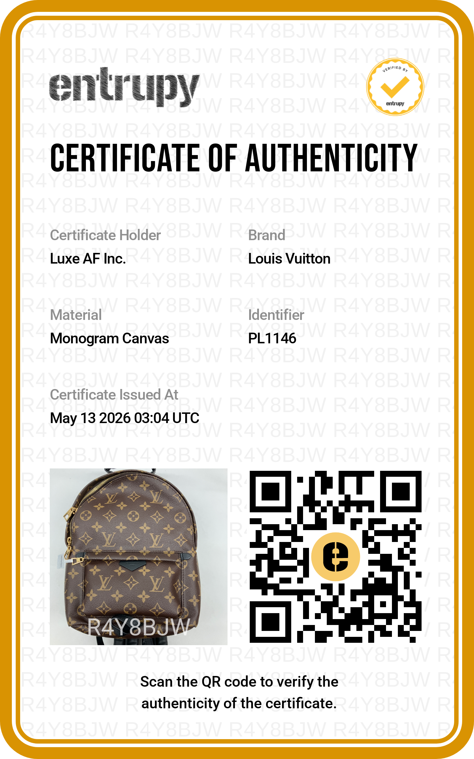 Louis Vuitton Palm Springs Monogram Canvas Small Size Backpack LV2653
