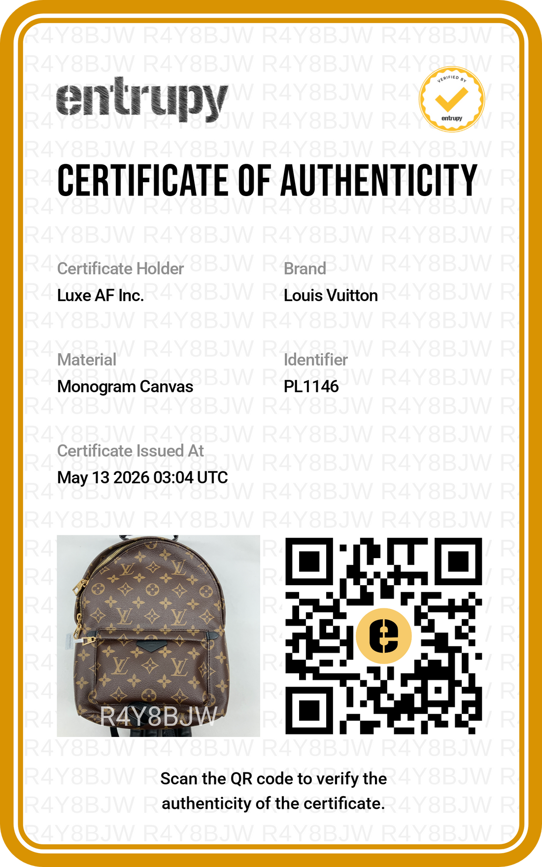 Louis Vuitton Palm Springs Monogram Canvas Small Size Backpack LV2653