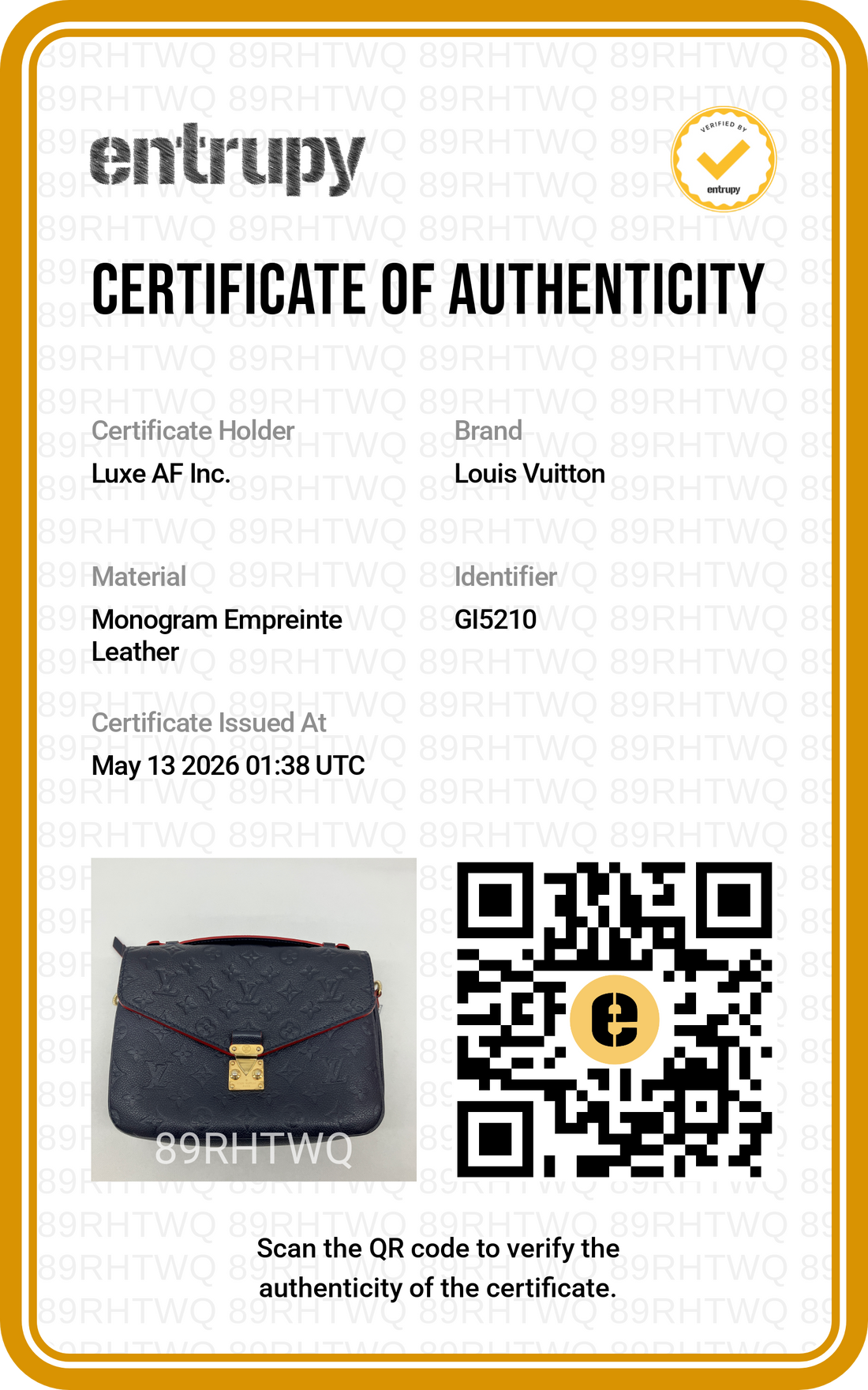 Louis Vuitton Navy Monogram Empreinte Leather Pochette Metis LV2651