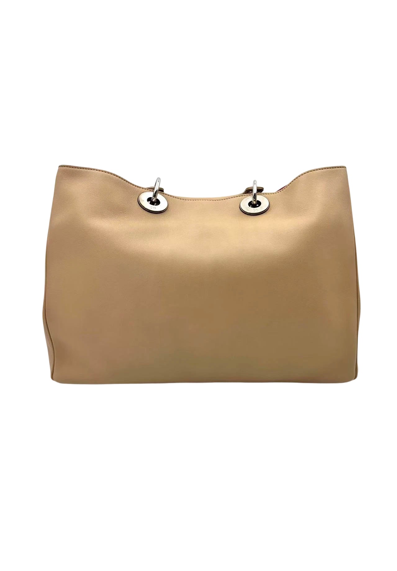 Christian Dior Diorissimo Beige Leather Large Size Top Handle Bag With Pouch DR719