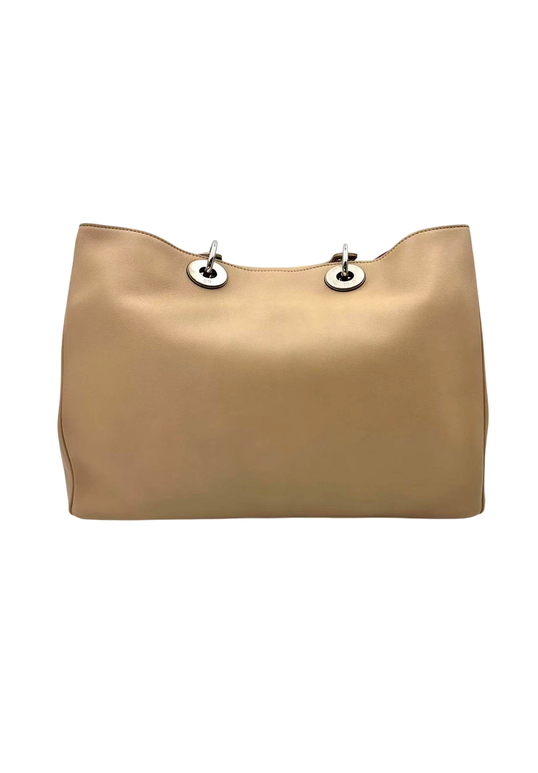 Christian Dior Diorissimo Beige Leather Large Size Top Handle Bag With Pouch DR719