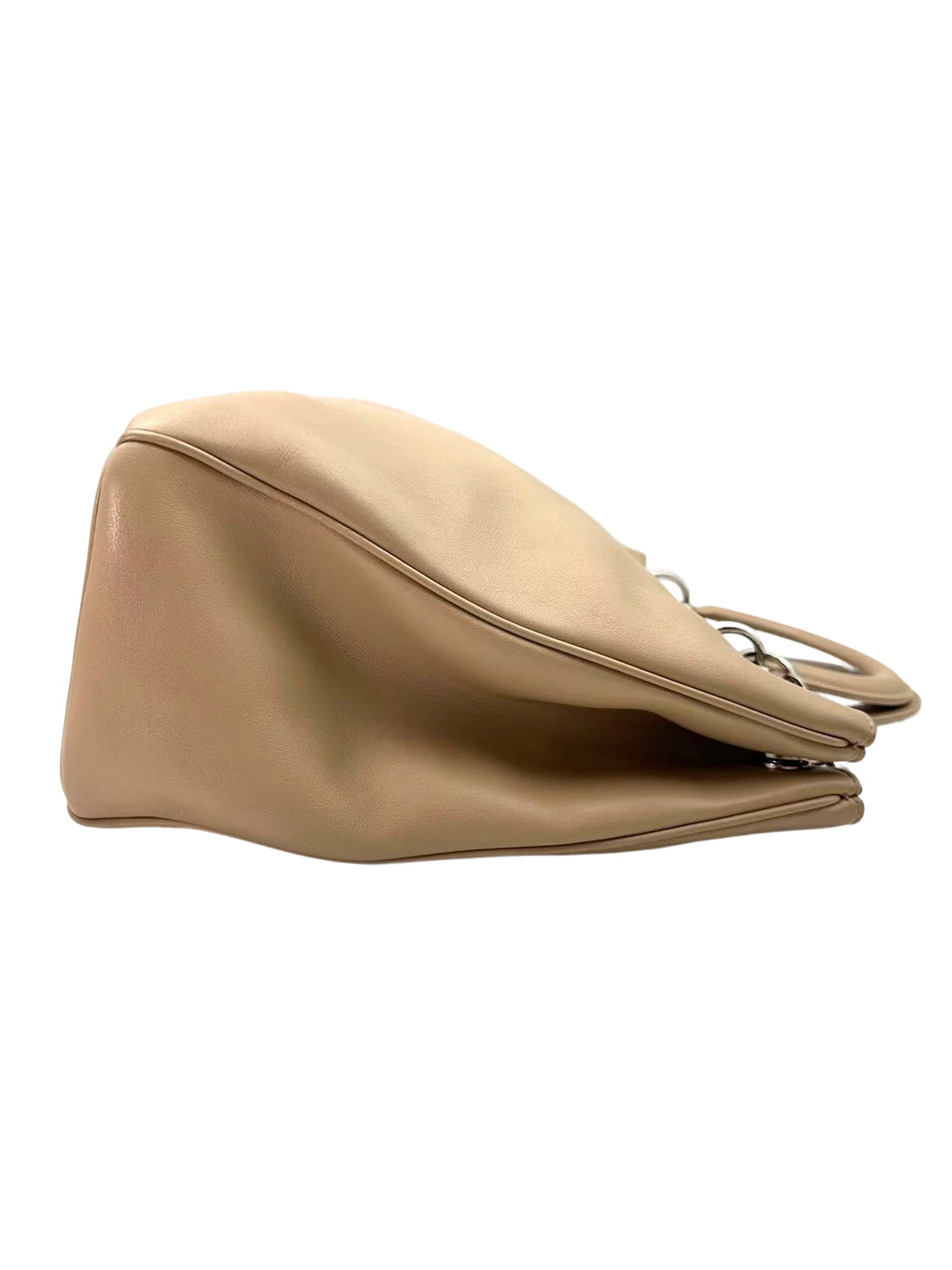 Christian Dior Diorissimo Beige Leather Large Size Top Handle Bag With Pouch DR719