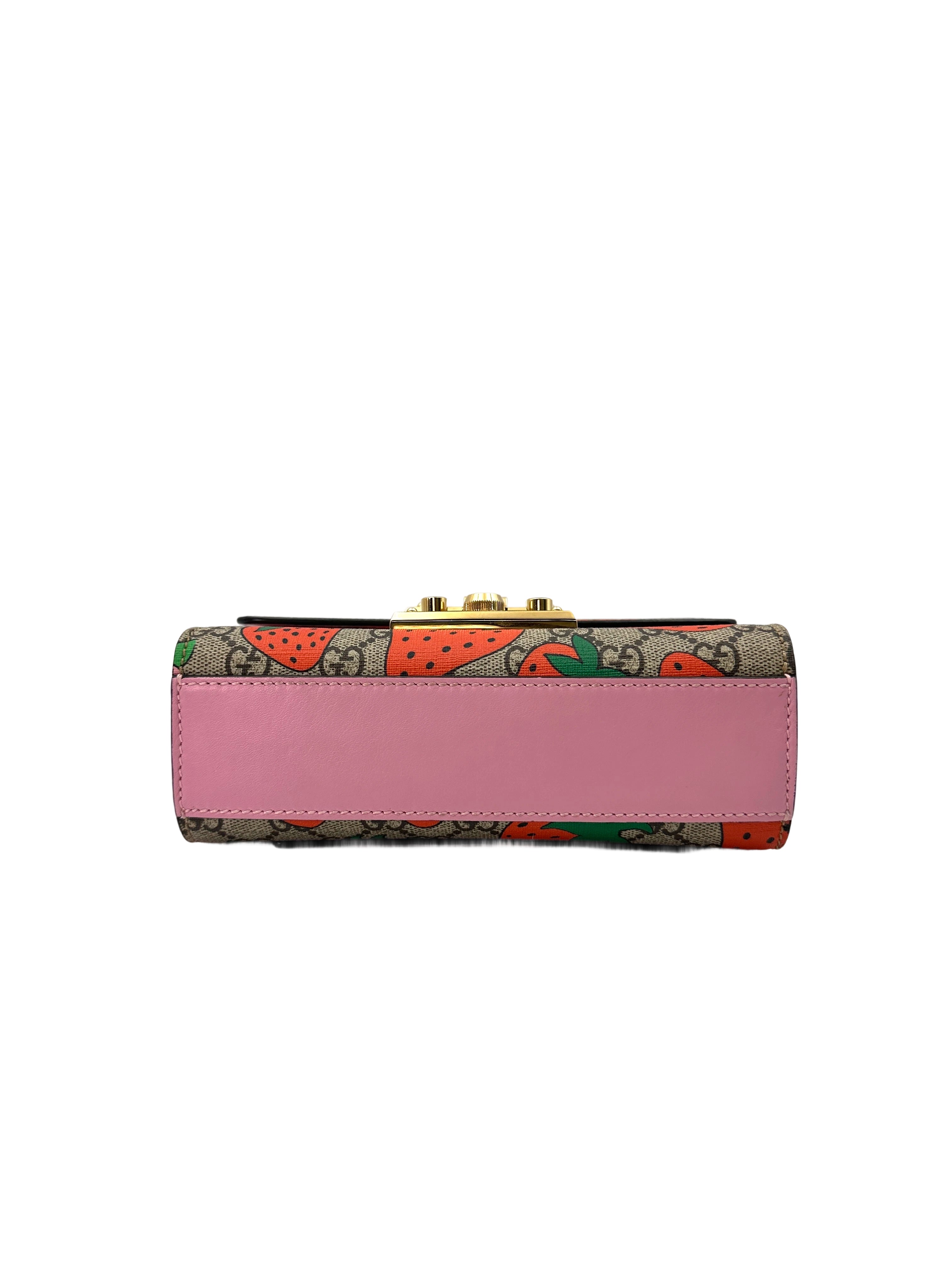 Gucci Padlock GG Supreme Monogram Strawberry Shoulder Bag GG934