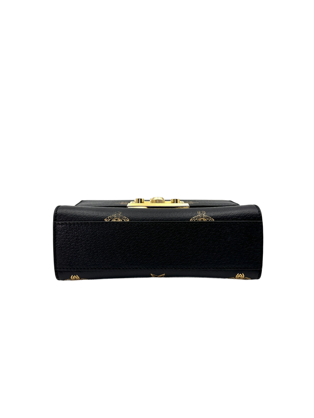Gucci Padlock Bee Star Black Leather Shoulder Bag GG935