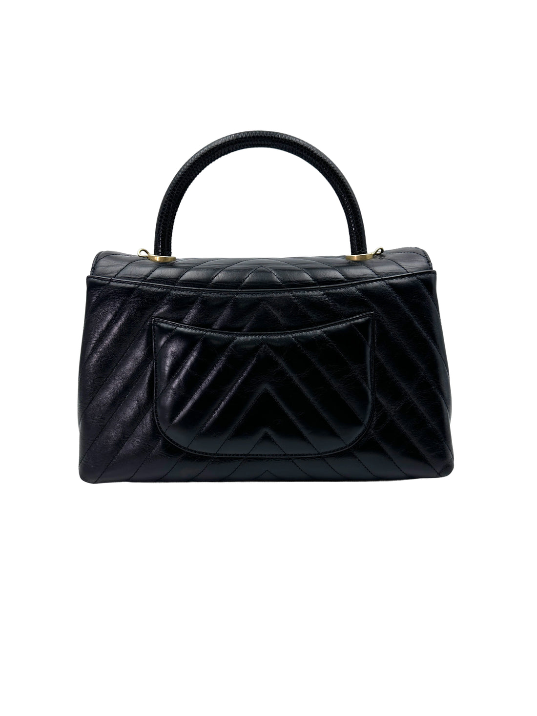 Chanel CoCo Handle Black Chevron Quilted Leather Medium Size Shoulder Bag(25***75) CC1916