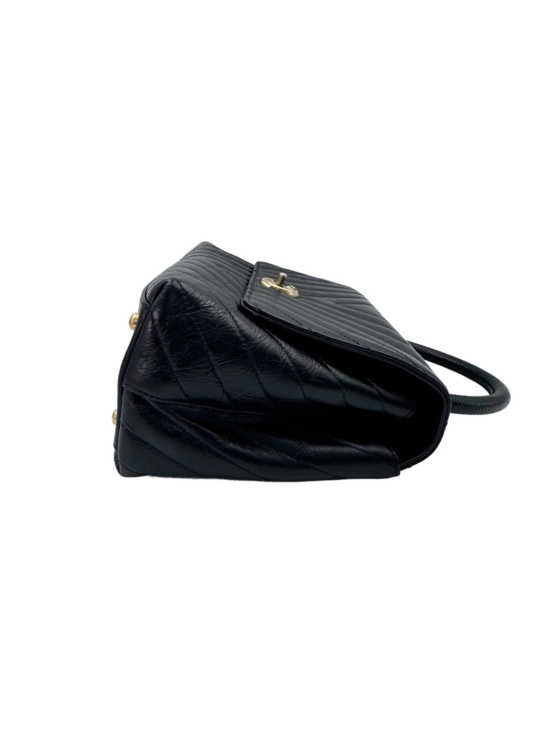 Chanel CoCo Handle Black Chevron Quilted Leather Medium Size Shoulder Bag(25***75) CC1916