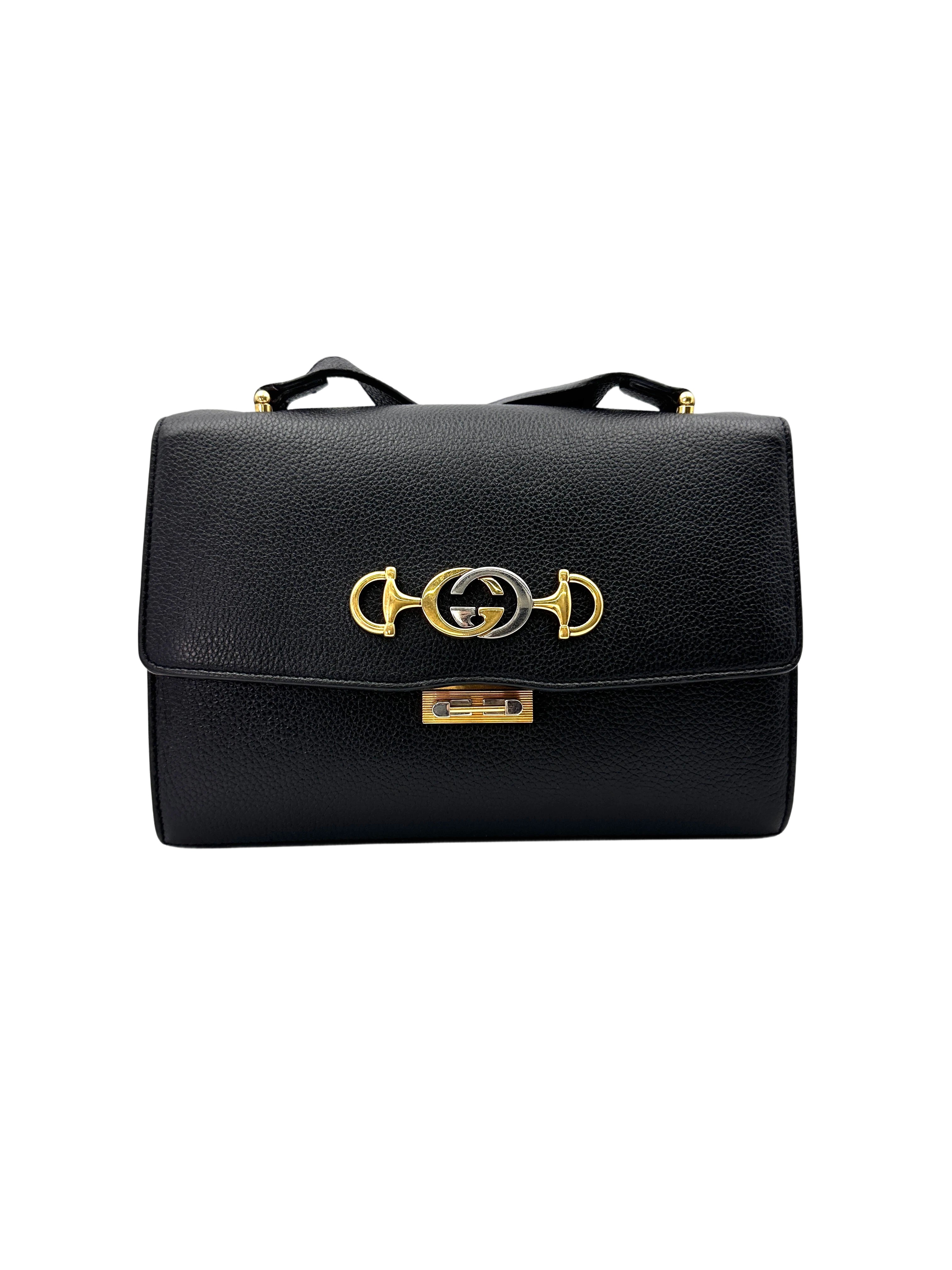 Gucci Zumi Black Leather Shoulder Bag GG937