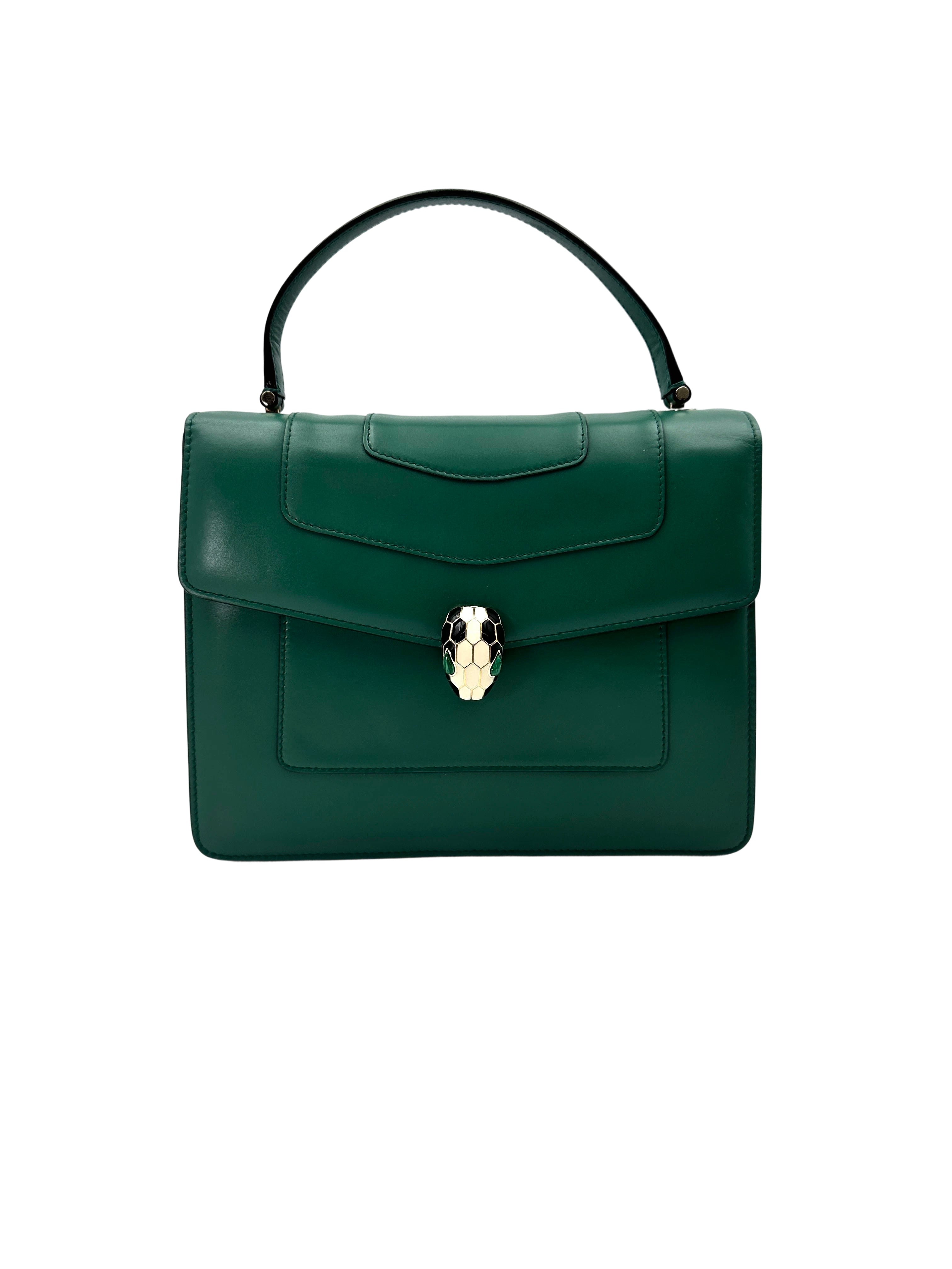 Bvlgari Serpenti Forever Green Leather Shoulder Bag BS41