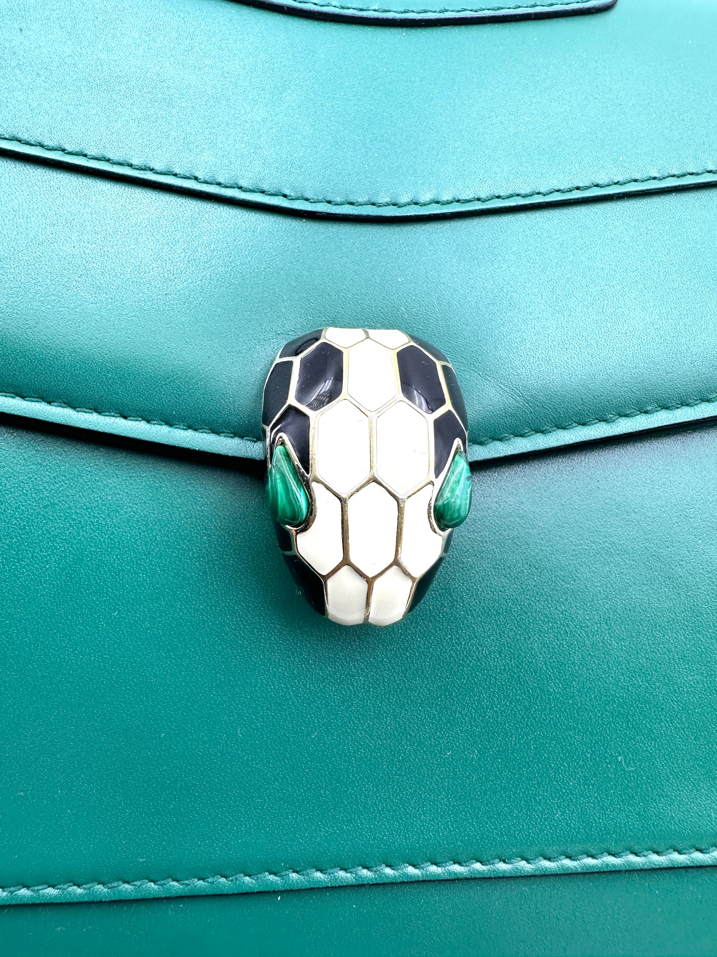 Bvlgari Serpenti Forever Green Leather Shoulder Bag BS41