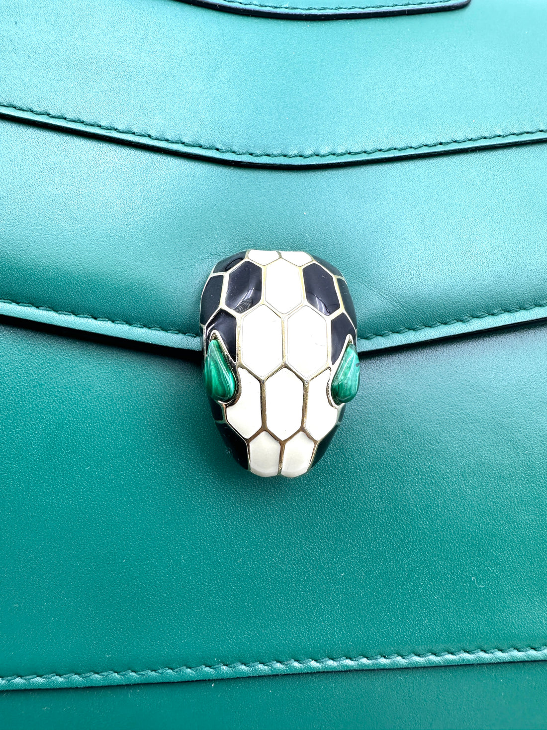 Bvlgari Serpenti Forever Green Leather Shoulder Bag BS41