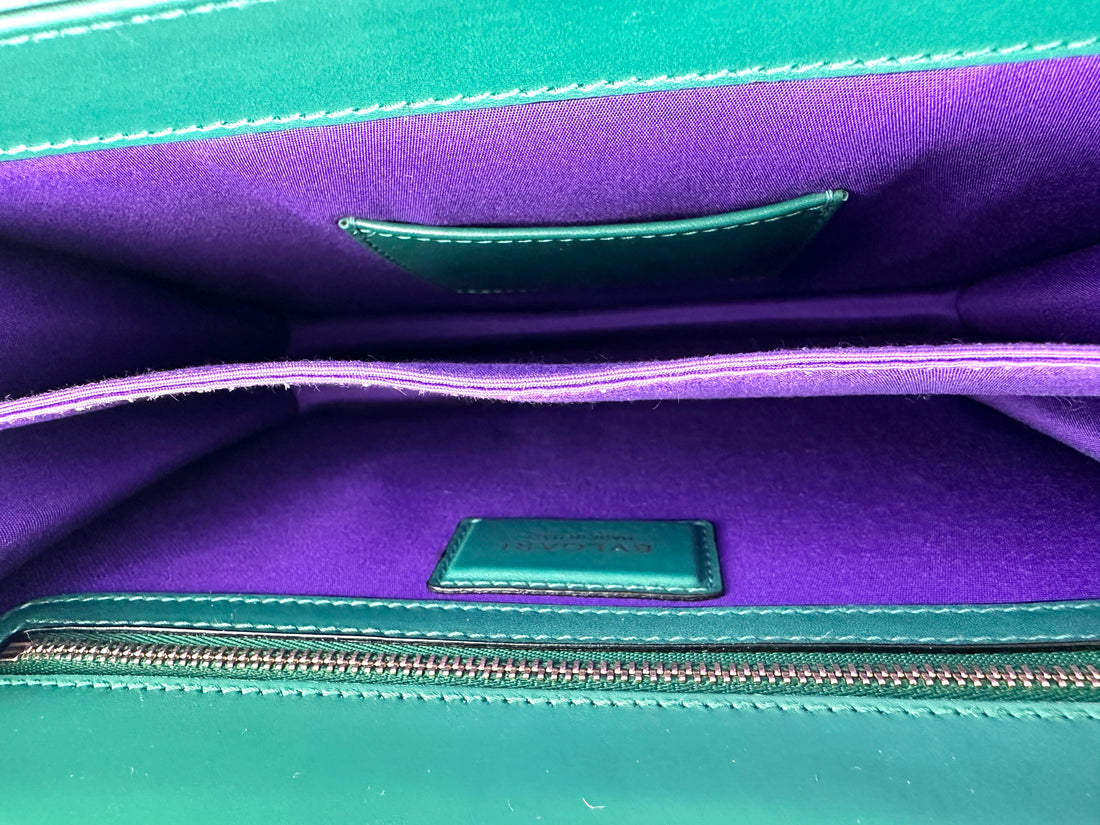 Bvlgari Serpenti Forever Green Leather Shoulder Bag BS41