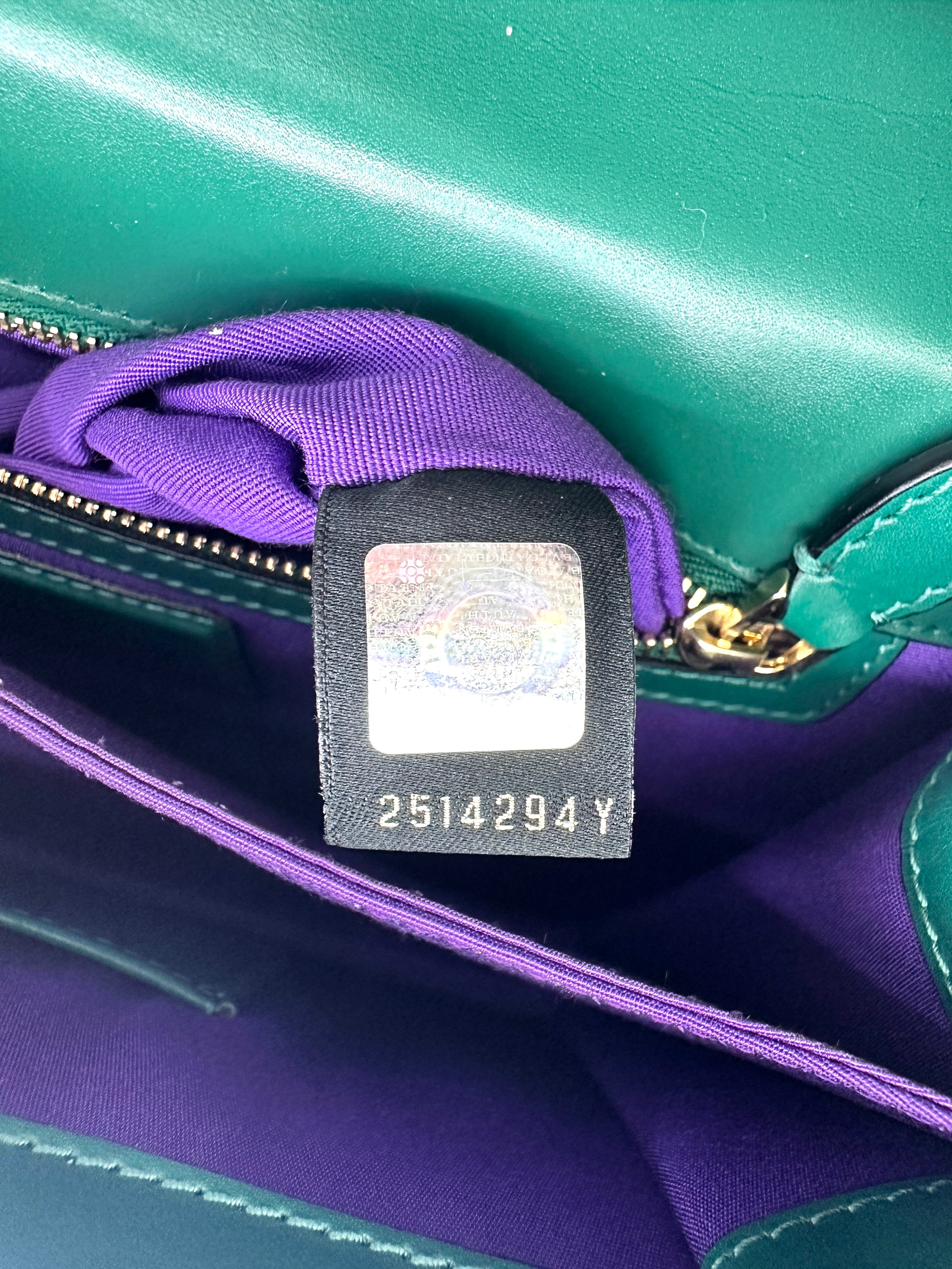 Bvlgari Serpenti Forever Green Leather Shoulder Bag BS41