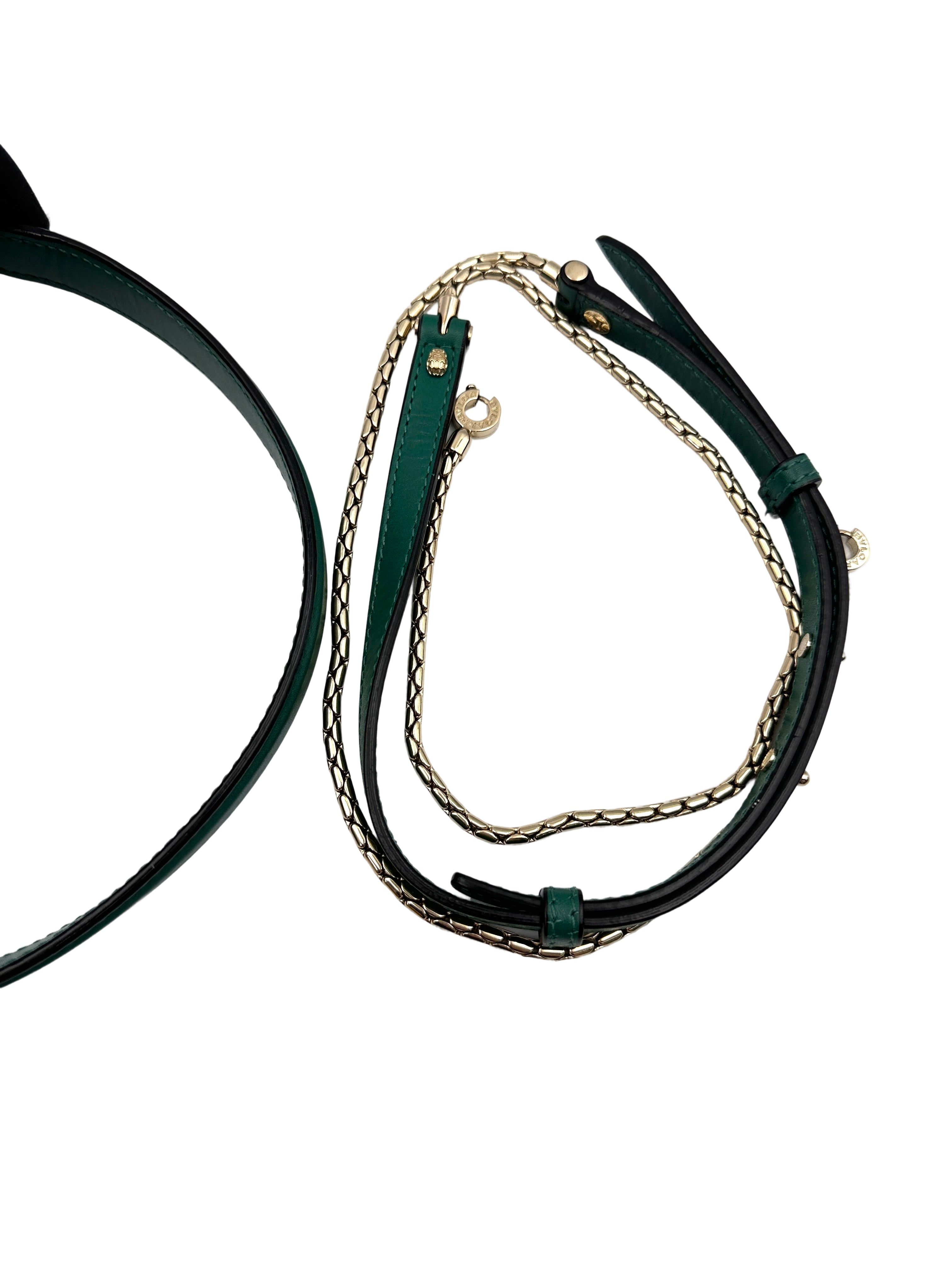 Bvlgari Serpenti Forever Green Leather Shoulder Bag BS41