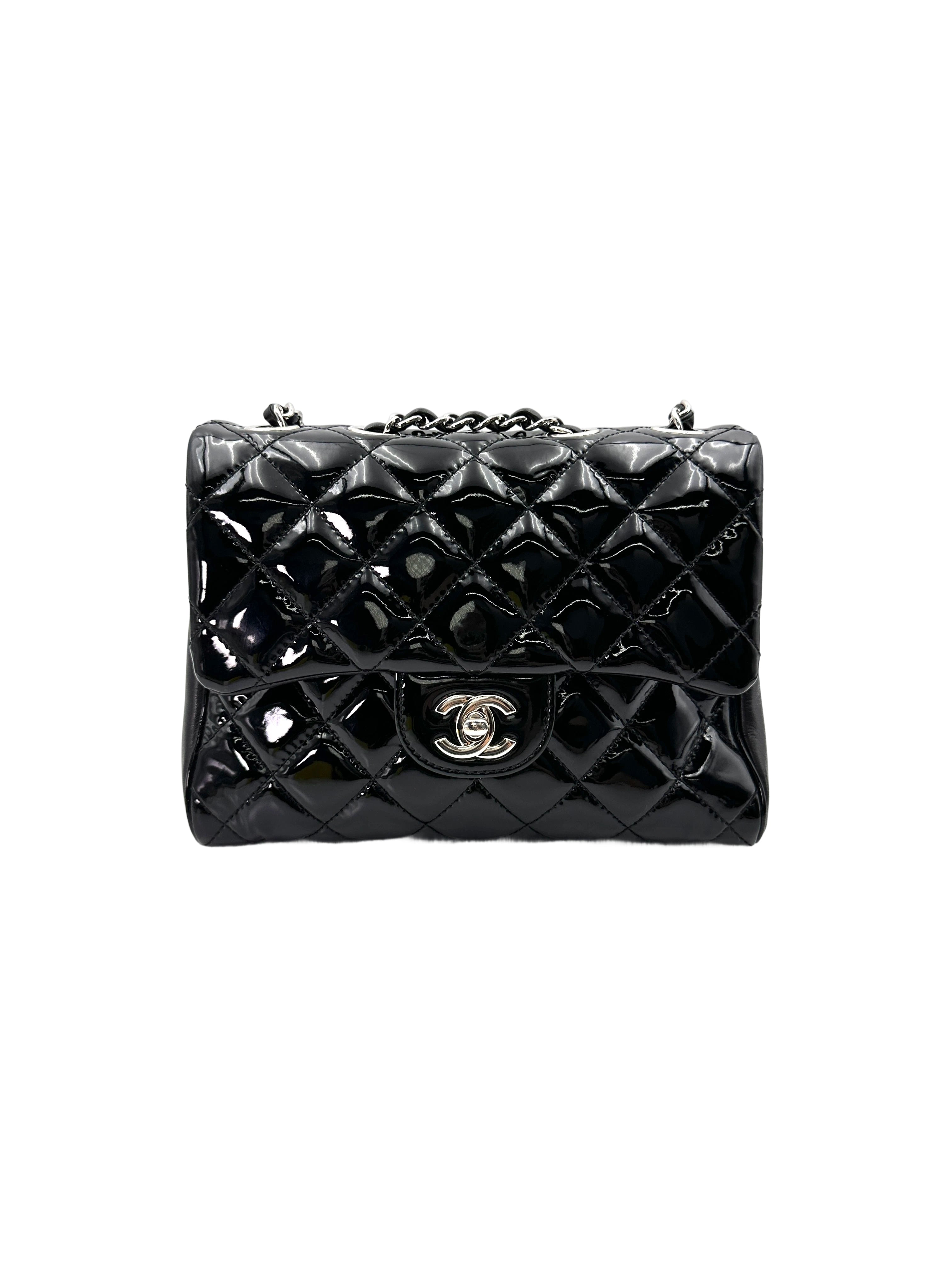 Chanel Black Quilted Patent Leather Shoulder Bag With Silver Buckle(22***64) CC1920
