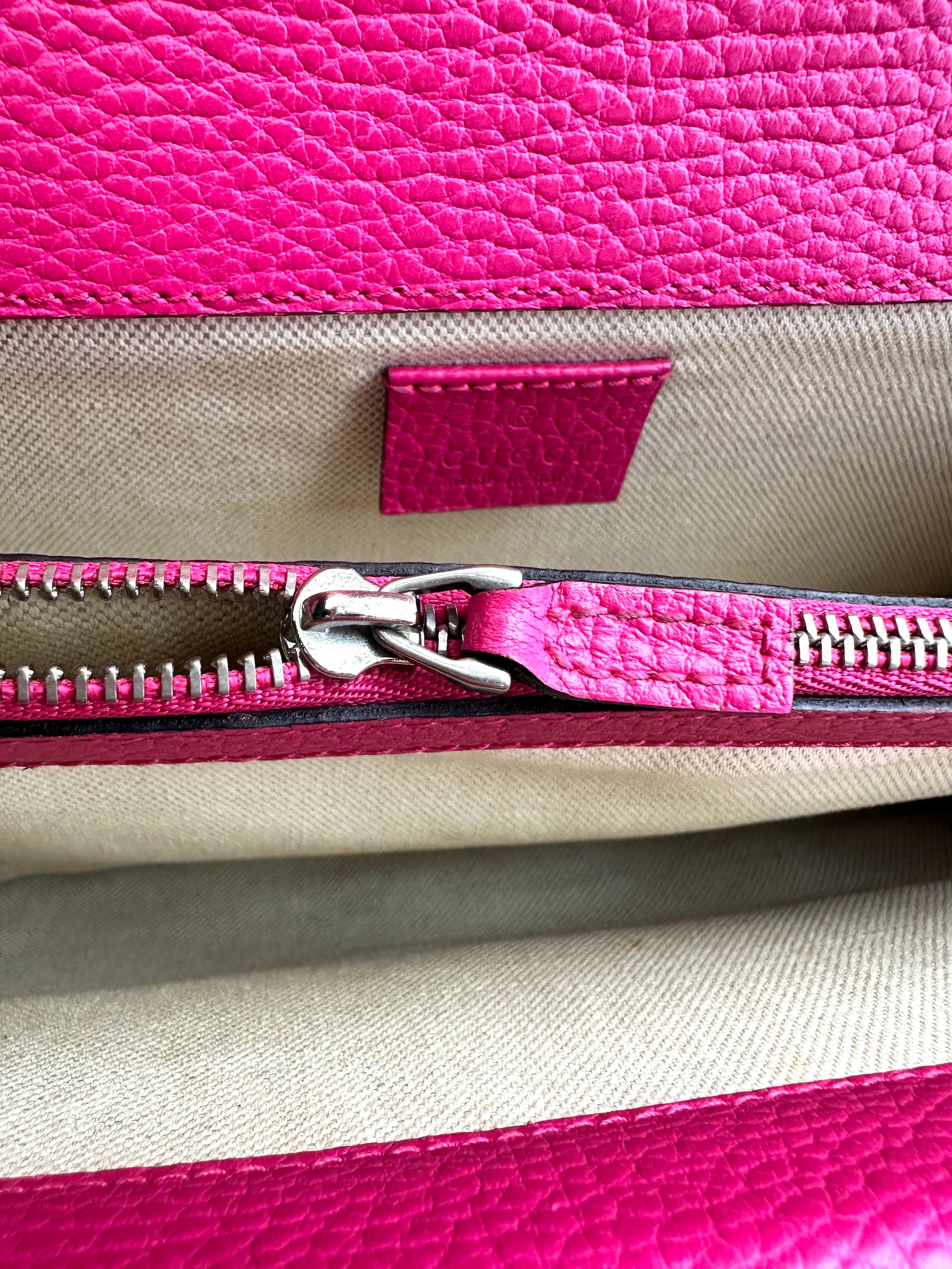 Gucci Dionysus Pink Leather Medium Size Shoulder Bag GG942