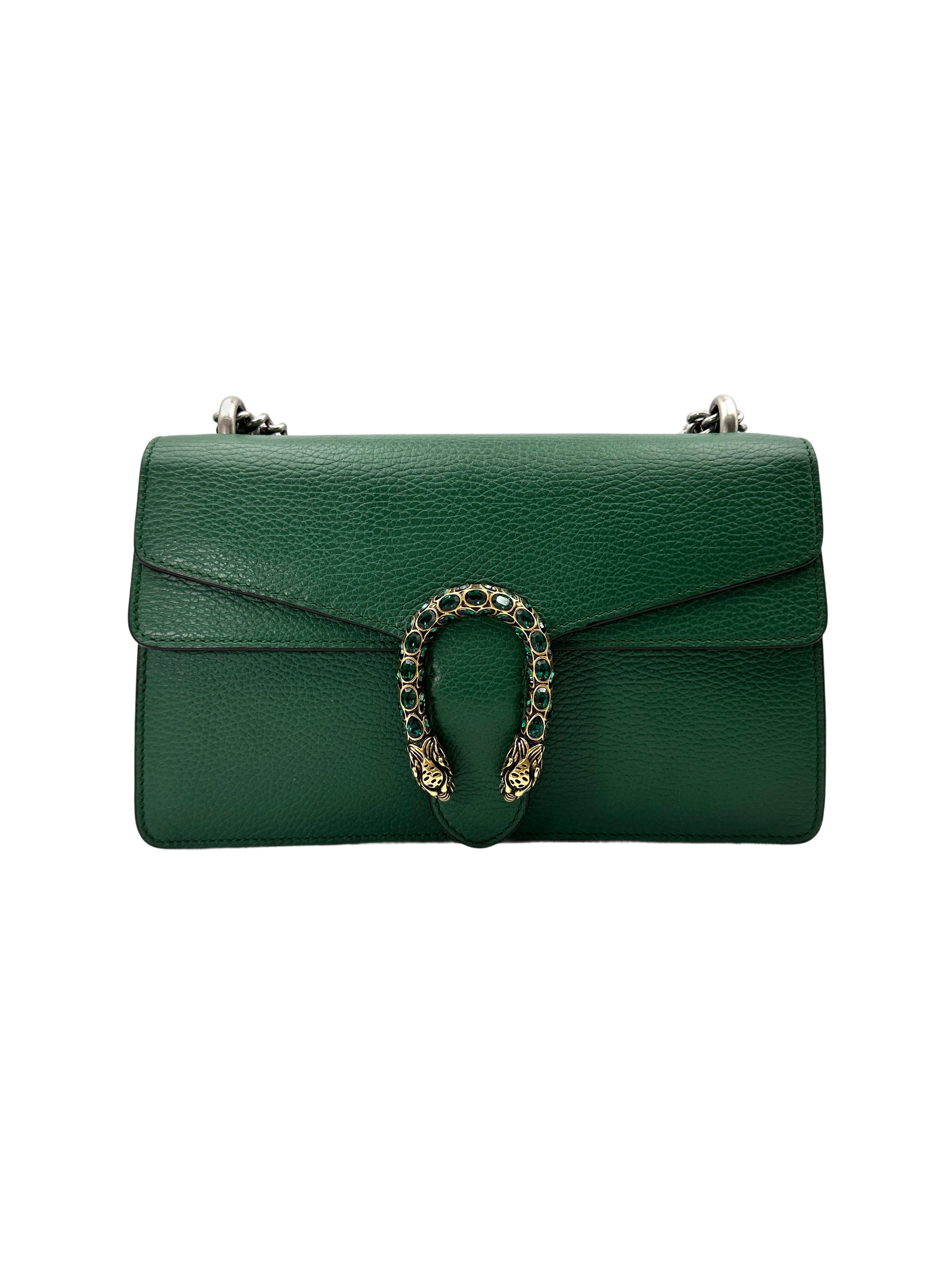 Gucci Dionysus Green Leather Medium Size Shoulder Bag GG938
