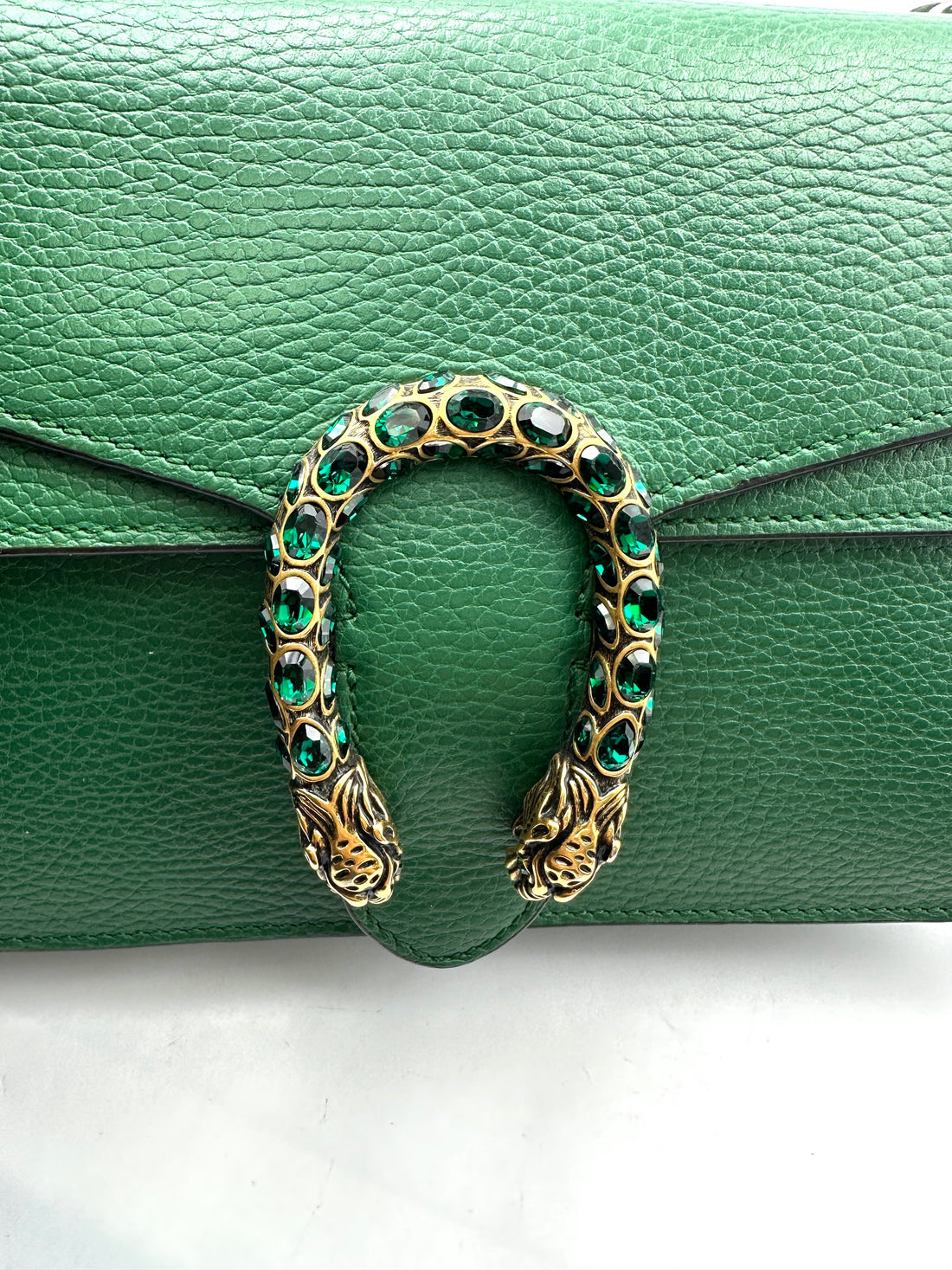 Gucci Dionysus Green Leather Medium Size Shoulder Bag GG938